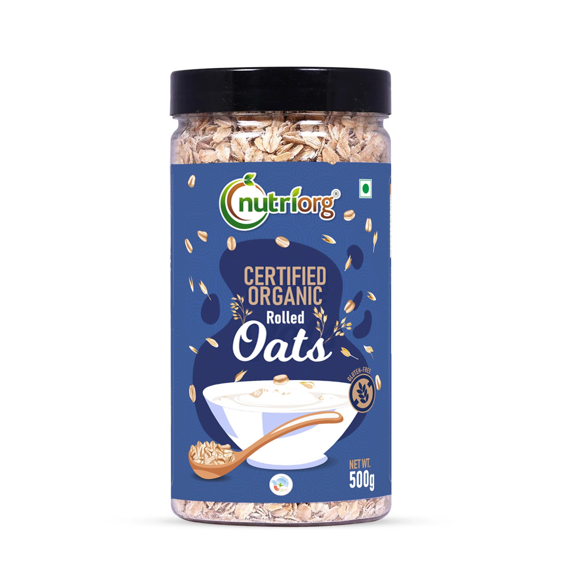 Nutriorg Organic Old Fashioned Rolled Oats (400 Gm) | Authentic 100% Whole Grain Non-GMO Kosher | Rich in fibre