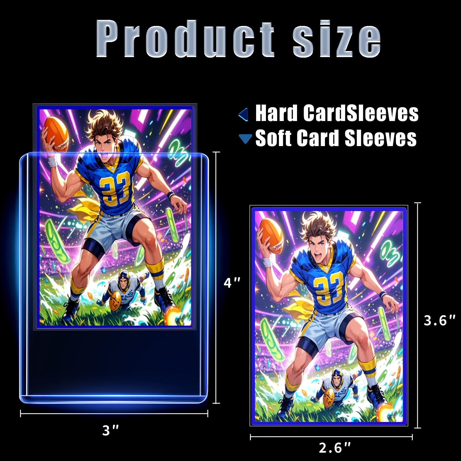 100 Kartenhüllen, Top-Loads für Karten, 7,6 x 10,2 cm, Baseball-Kartenhüllen aus Hartplastik, Premium-Kartenhalter für Sammelspiele, Sport, Fußballkarten (100 harte Hüllen + 100 weiche Hüllen)