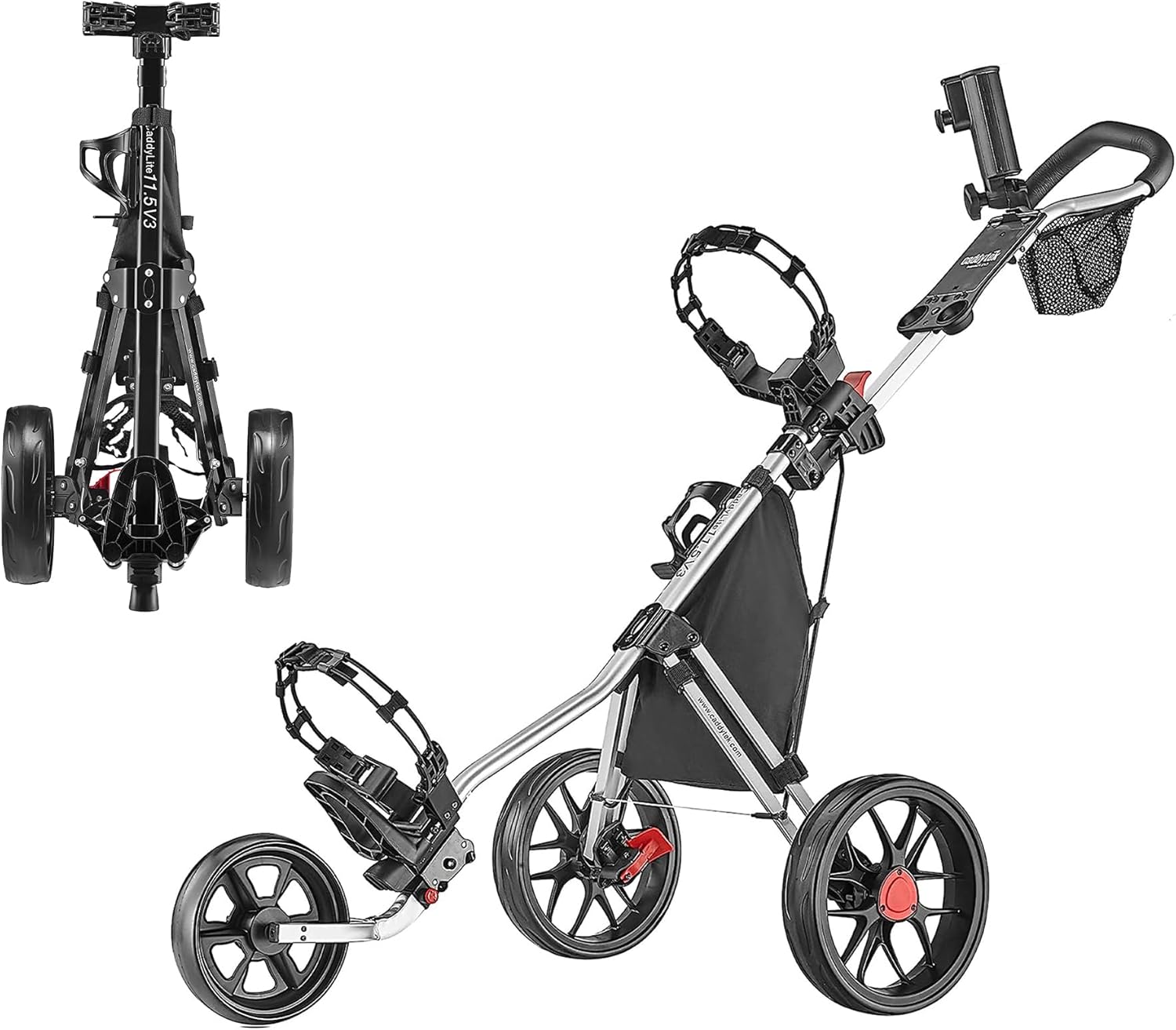 Caddytek CaddyLite 11.5 V3 Golf Push Cart - Lightweight Aluminum 3-Wheel Foldable Golf Bag Cart with Quad-Fold Frame