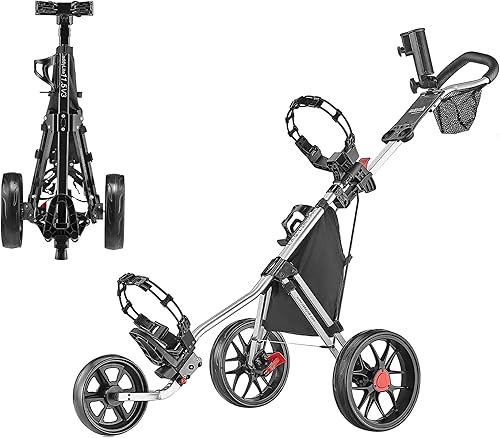Miniatura 8 de Caddytek CaddyLite 11.5 V3 Carrito de Golf Push - Carrito de Bolsa de Golf Plegable de Aluminio Ligero de 3 Ruedas con Marco de Cuatro Pliegues
