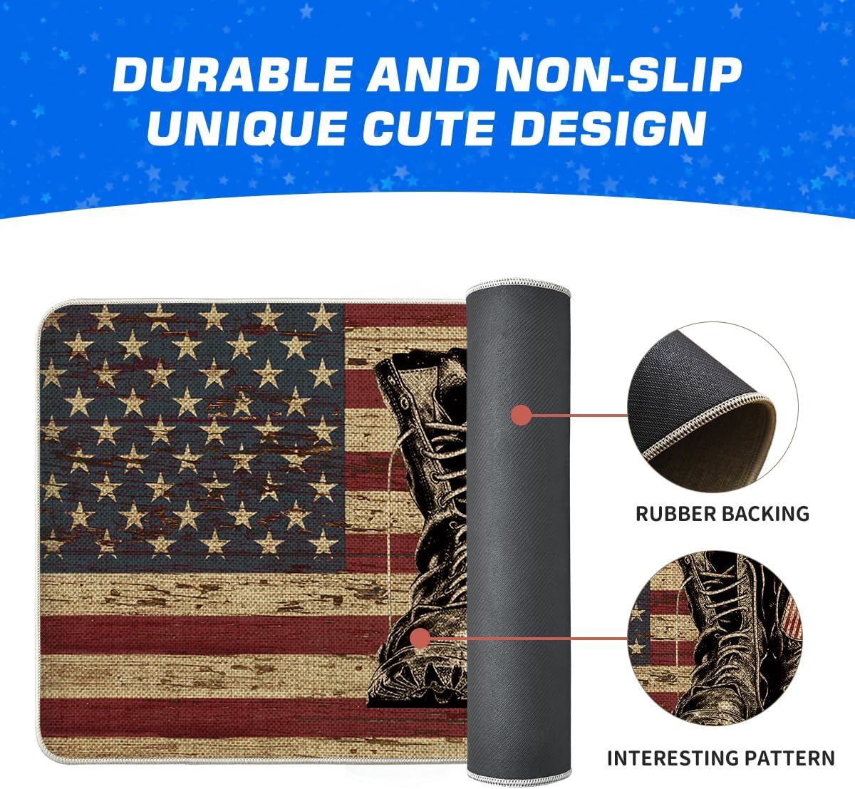 Artoid Mode American Flag Boots 4TH of July Doormat, Memorial Day Home Decor Low-Profile Switch Rug Door Mat Floor Mat for Indoor Outdoor 24x35 Inch