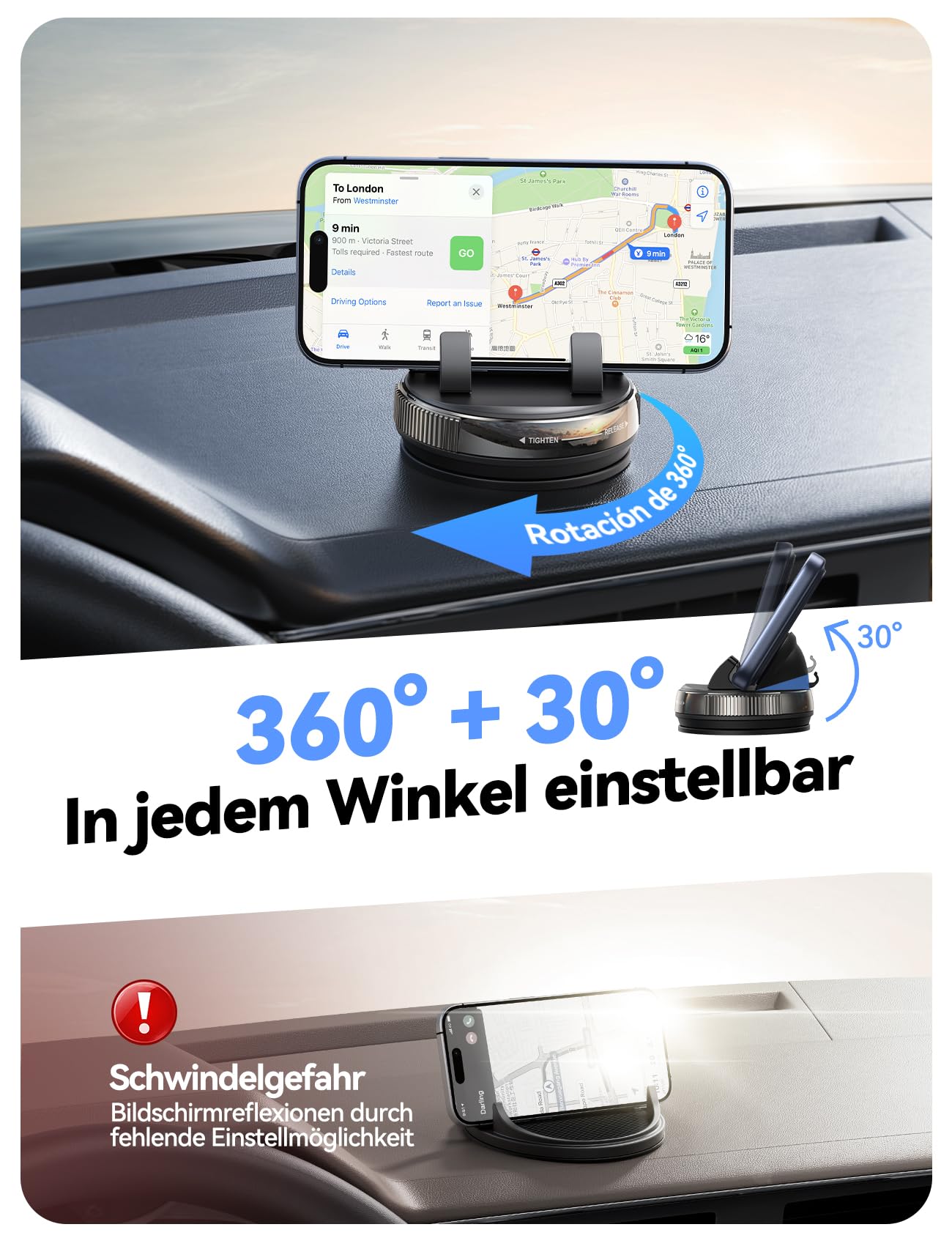 JOYROOM Handyhalterung Auto Armaturenbrett [Gel & Saugnapf] Universelle Handy Halterung Auto kompatibel mit dicken Hüllen bis zu 19 mm, Car Phone Holder für iPhone/Samsung/Google/Android Smartphones