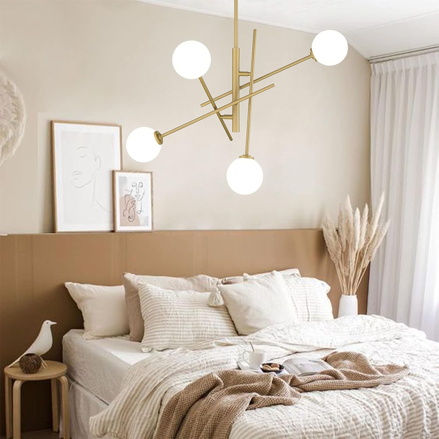 Vanity Art Marden 4 Lights Sputnik Sphere Chandelier Light Ceiling Light Fixtures for Living Room Dining Room 20114BD