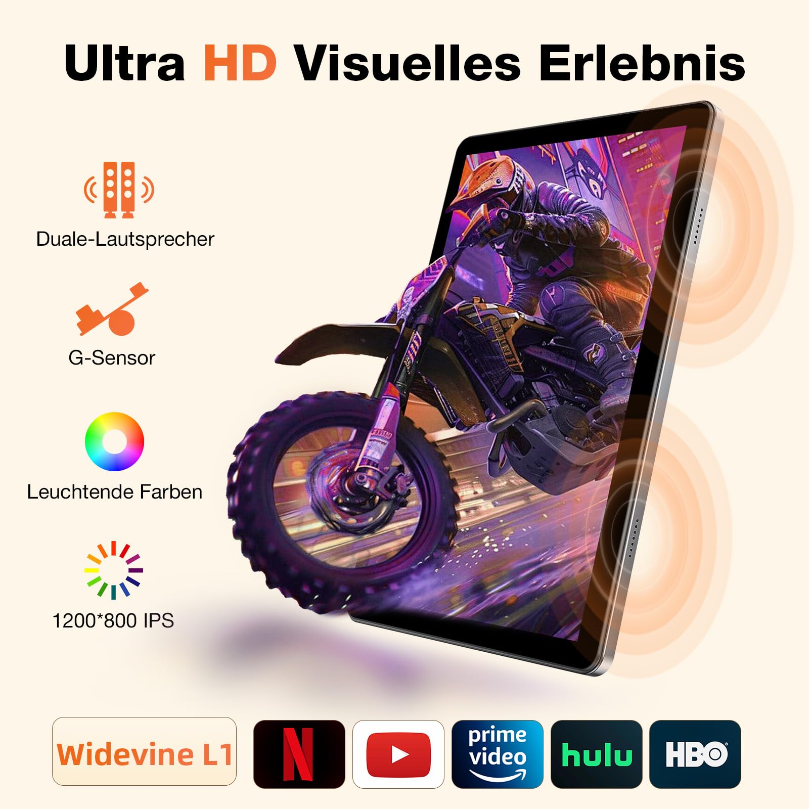 Android 16 Tablet 10 Zoll mit Tastatur, Maus & Stift, Unisoc T606 CPU, 26 GB RAM + 128 GB ROM + 1 TB TF, 1280x800 HD IPS-Display, Duale Kamera, 7000 mAh, WiFi 6, BT 5.0, Widevine L1, GPS (Grau Hülle)