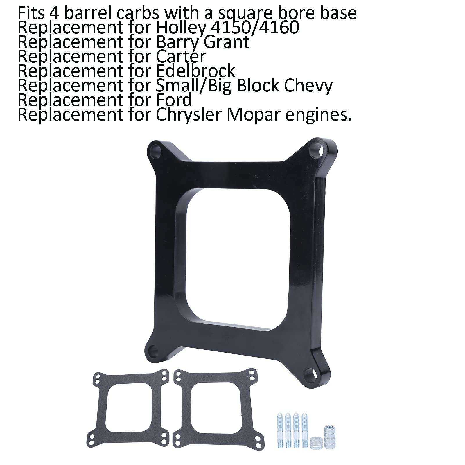 JEGS 15496 Phenolic Carburetor Spacer 4150/4160 Bolt Pattern 1 In. Tall Open Ple - Foto 3