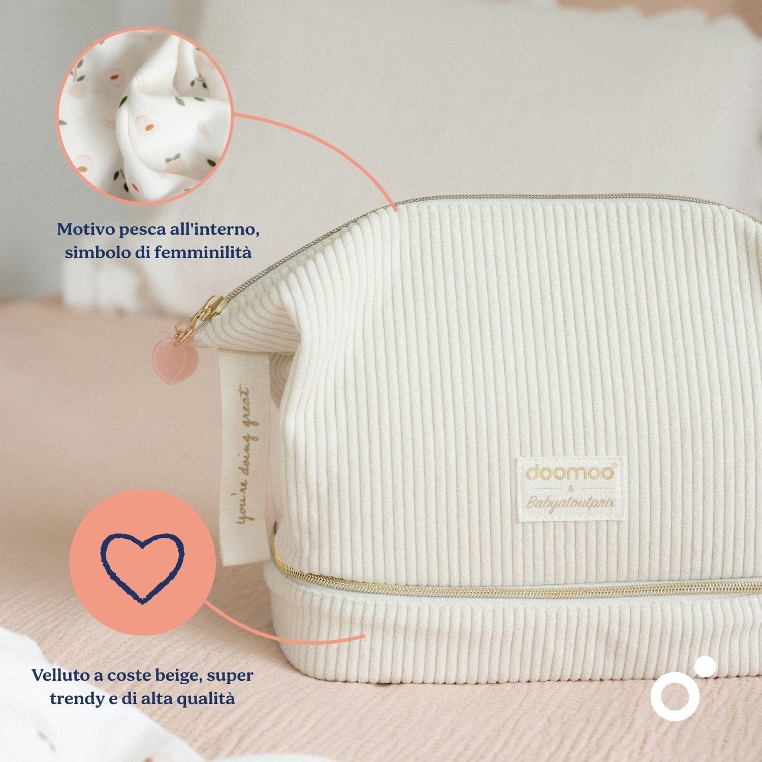 doomoo Mommy Vanity Postpartum Care Set da 8 pezzi con doccia per i glutei, lozione per il lavaggio intimo, fasce rinfrescanti e biancheria intima puerperale, grande beauty case con accessori