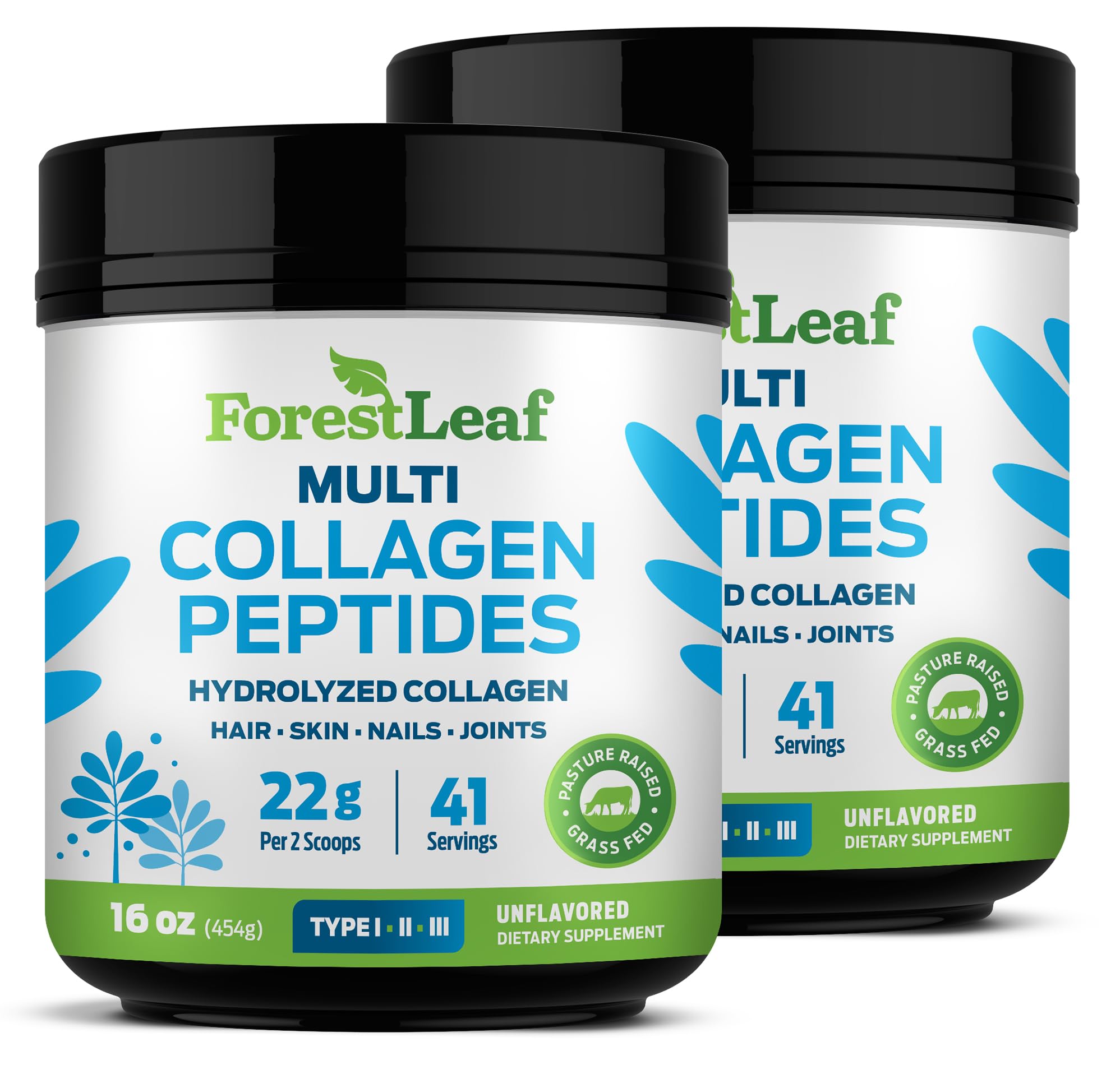 Collagen Peptides Powder Unflavored - Hydrolyzed Collagen Protein Powder Type 1, 2 & 3 - Grass Fed Keto Collagen Powder for Women & Men - Vital Hair, Skin, Nails, Joints, Recovery, 11g Per Serving