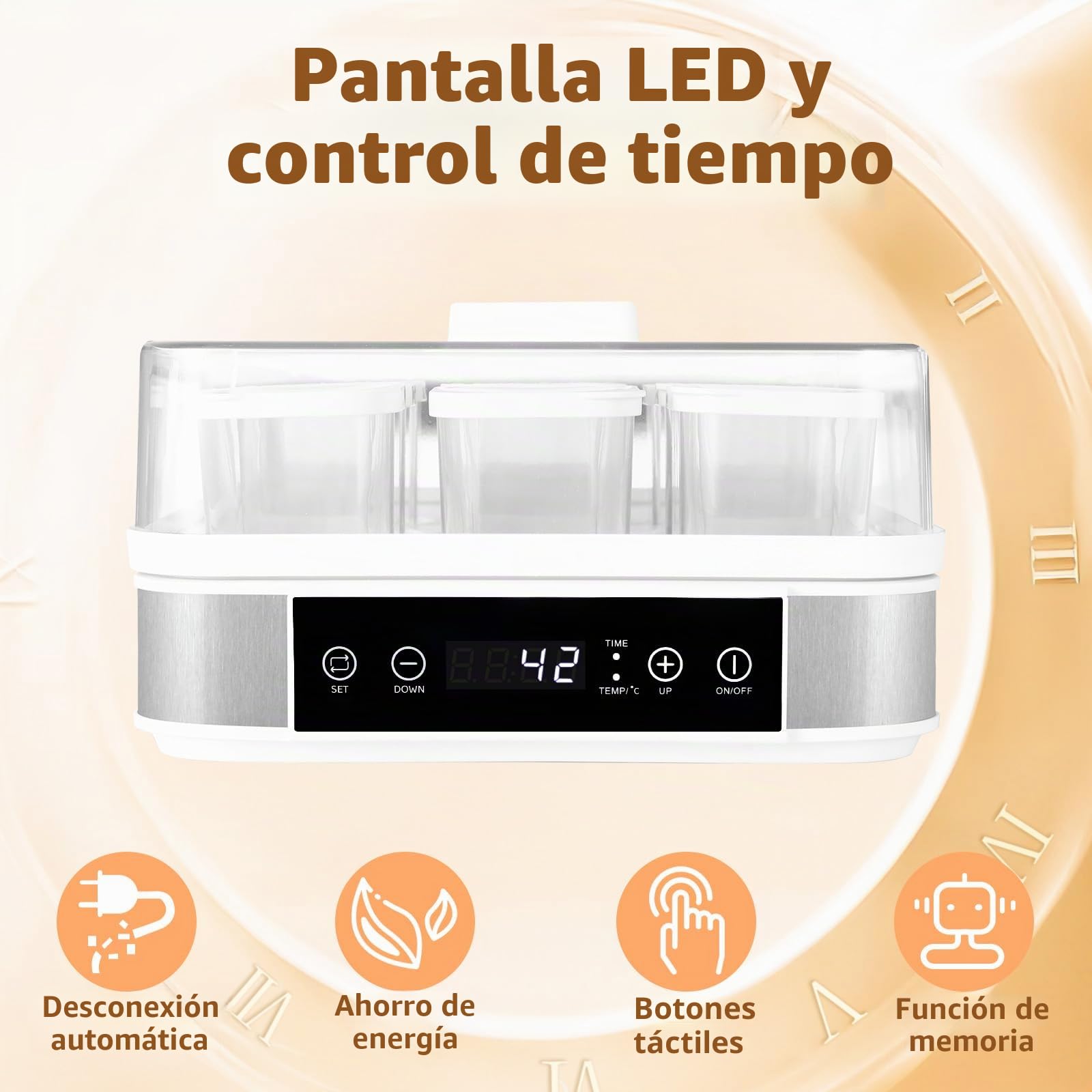 Yogurtera, Yogurtera Eléctrica, Maquina Para Hacer Yogur Casero, Yogurtera para Yogur, Queso Fresco y Queso Crema, con 9 Tarros de 170 ml con Tapa, con Temporizador, Termostato Ajustable, 40 W