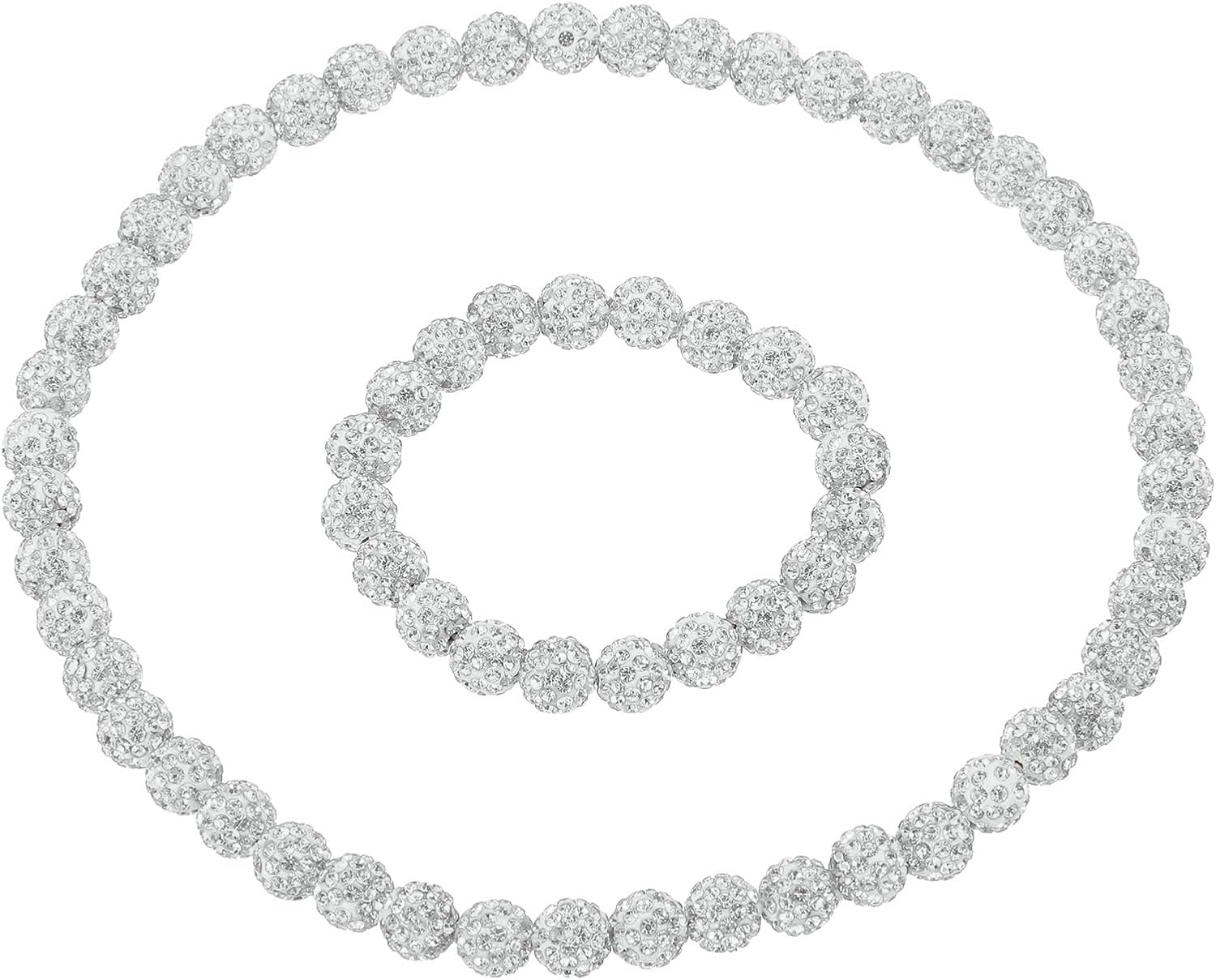 MECCANIXITY Baseball Necklace Bracelet Set, Baseball Necklace Bracelet Glitter Ice Collection Rhinestone Inspired Bead for Men Women Players Gifts