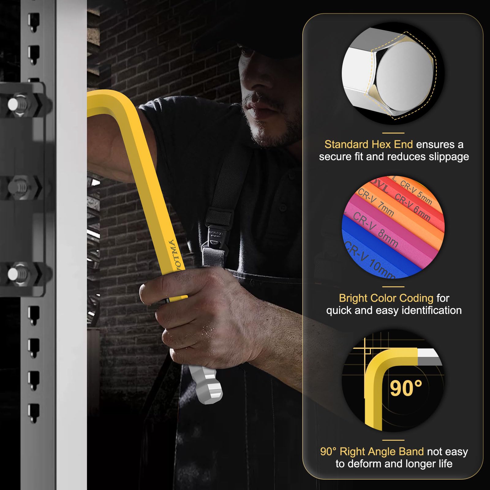 AMTOVL Juego de llaves Allen – Juego de 12 llaves hexagonales extragrandes, juego de llaves Allen métricas de 1,5 a 17 mm con codificación de colores para bicicleta, bricolaje doméstico