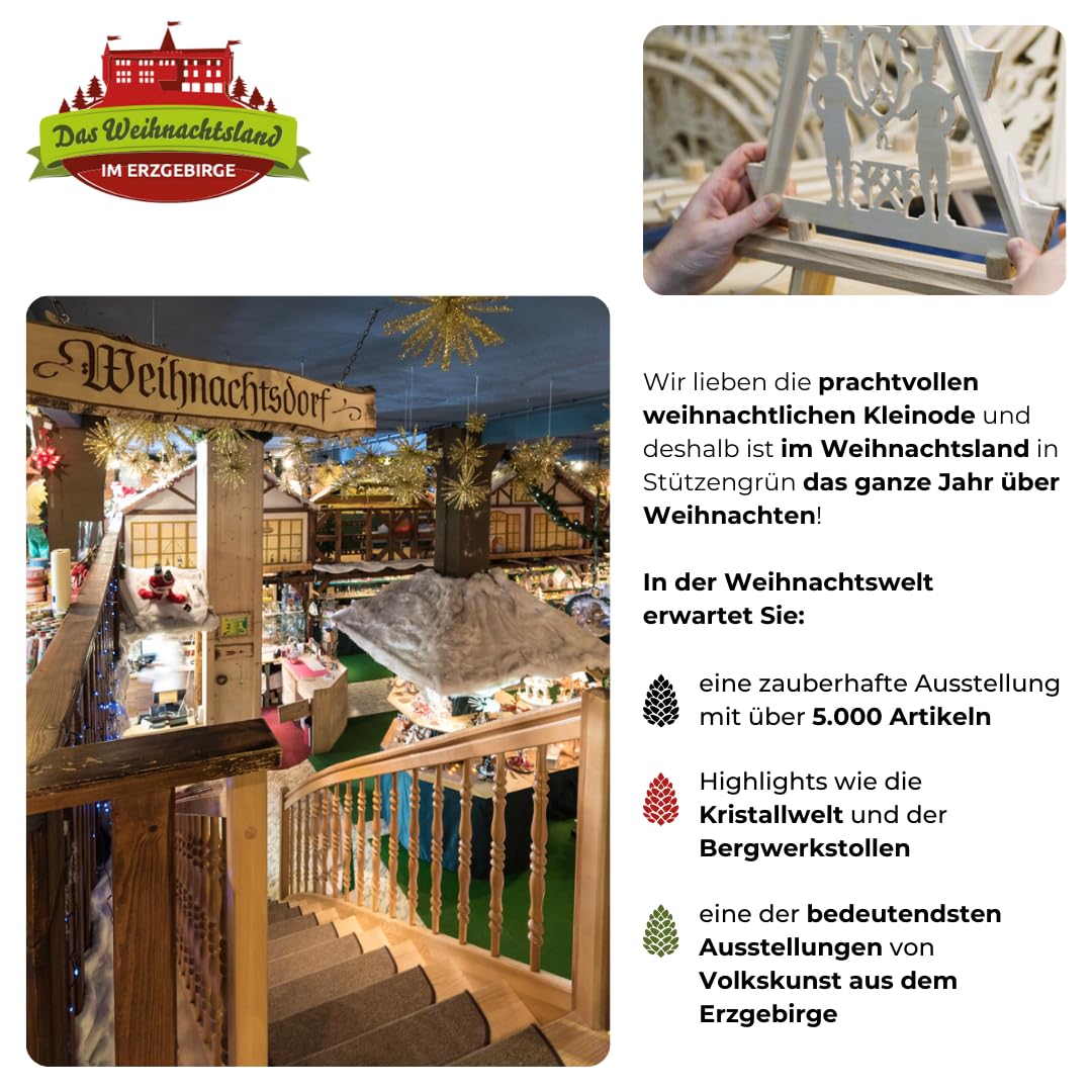 Lichterbogen DBR30 – Schwibbogen aus Holz – Erzgebirge | 37 x 31 x 5 cm – Leuchtbogen mit 5 Kerzen – Original Erzgebirge Fensterbogen – handgemachte Weihnachtsdeko
