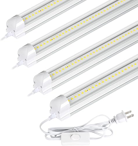 Hykolity Luz LED de tienda de 30 W y 2 pies, 3500 lm 6500 K, luz blanca súper brillante, lámpara de techo enlazable, luz de tubo LED T8 integrada en