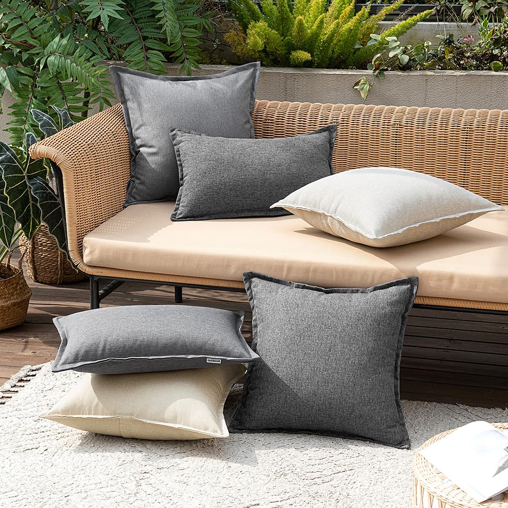 MIULEE Outdoor Kissen 2er Set - Wetterfest, 50x50cm, Dunkelgrau