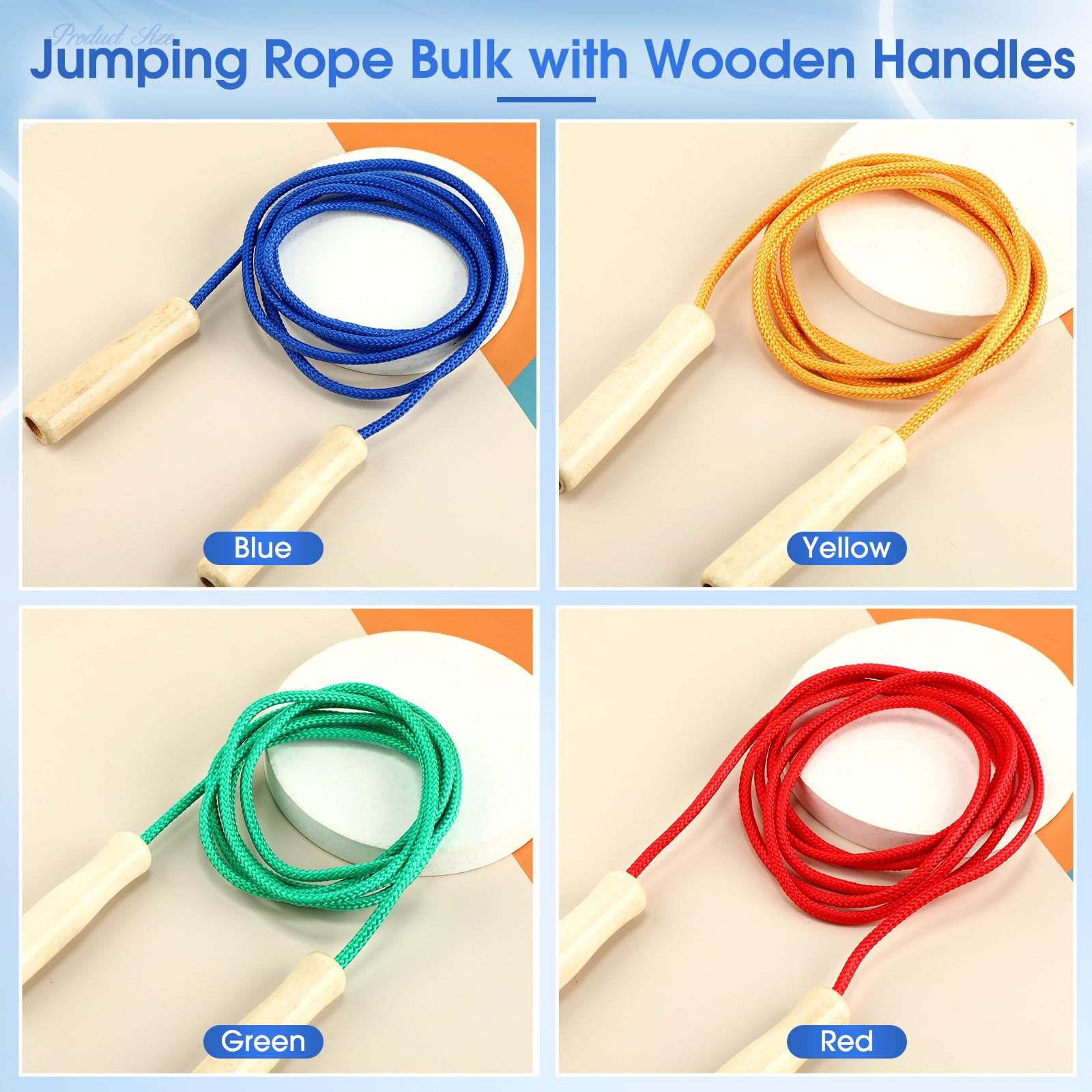 Springseile für Kinder und Erwachsene, verstellbar, Baumwolle, mit Holzgriff für Multiplayer, doppeltes niederländisches Springseil, Training, Outdoor, Spaß, Schule, Sport, Geschenk, 2,5 m