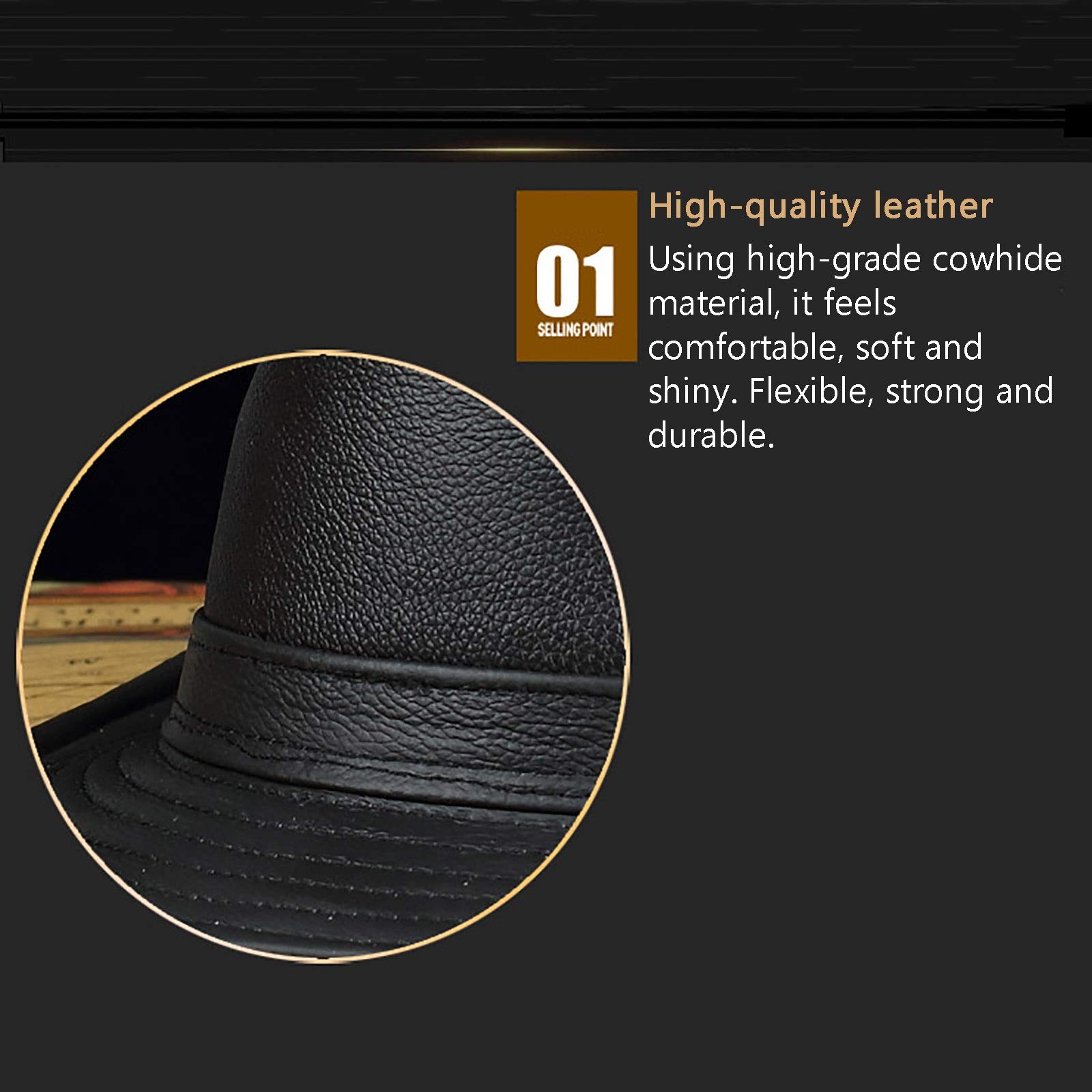 Sombreros de invierno, cuero fedoras sombrero hombres jazz gorra de cuero de vaca corto sombrero clásico otoño e invierno
