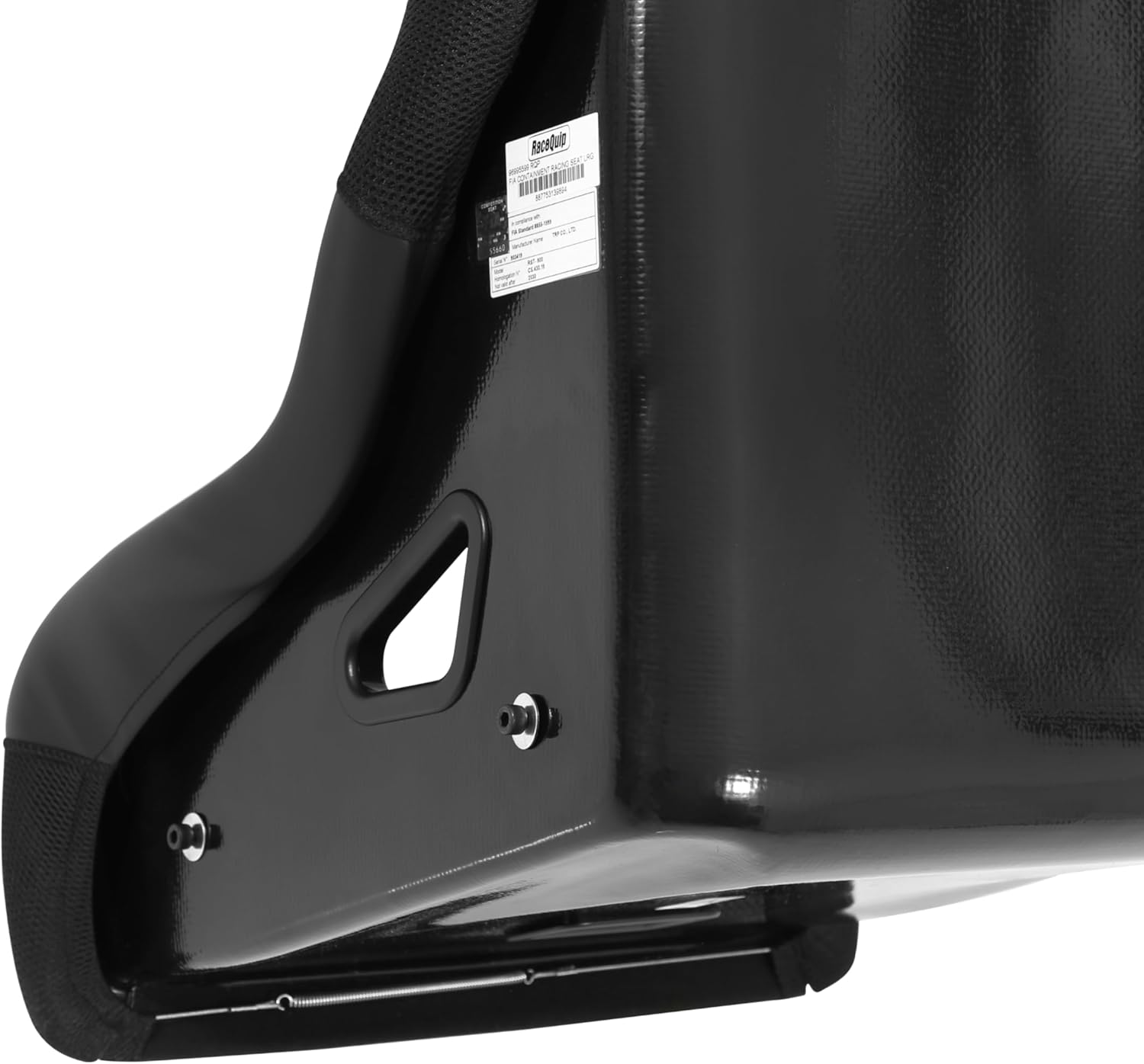 RaceQuip 96995599RQP Seat Non-Reclining FIA 16 in Harness Openings Fiberglass Black Fabric