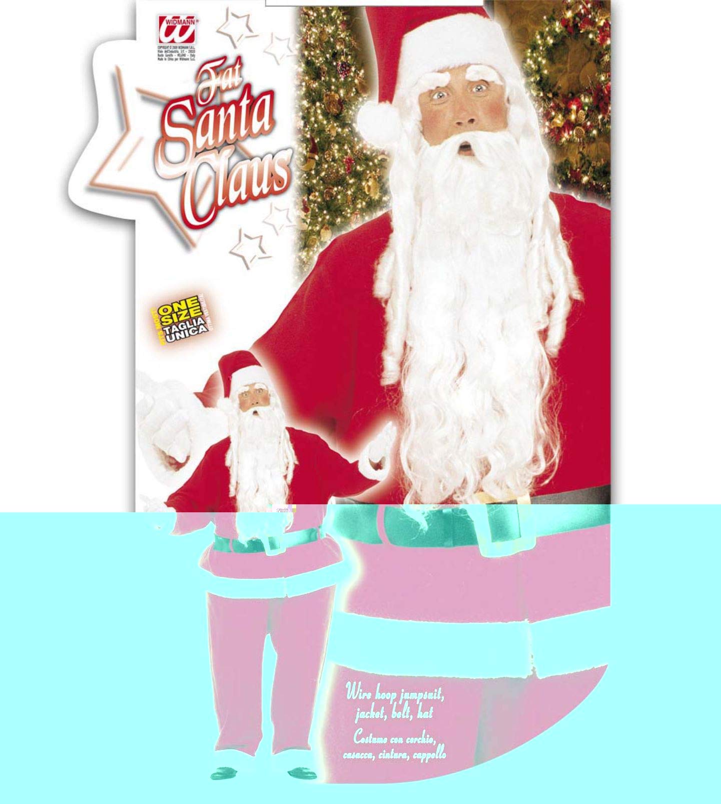 W WIDMANN MILANO Party Fashion - Costume Gros père Noël, crinoline et pantalon à crinoline, casaque, ceinture, chapeau, Saint-Nicolas, Noël, Carnaval, Fête à thème