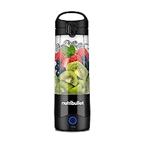 Nutribullet Leggero Frullatore Portatile, 475ml BPA Free Tritan, Mini Frullatore, Lama a 4 Punte in Acciaio Inox, Frullatore Multifunzione, Caricatore USB-C, Oltre 15 Cicli Frullatura, NBP003B, Nero