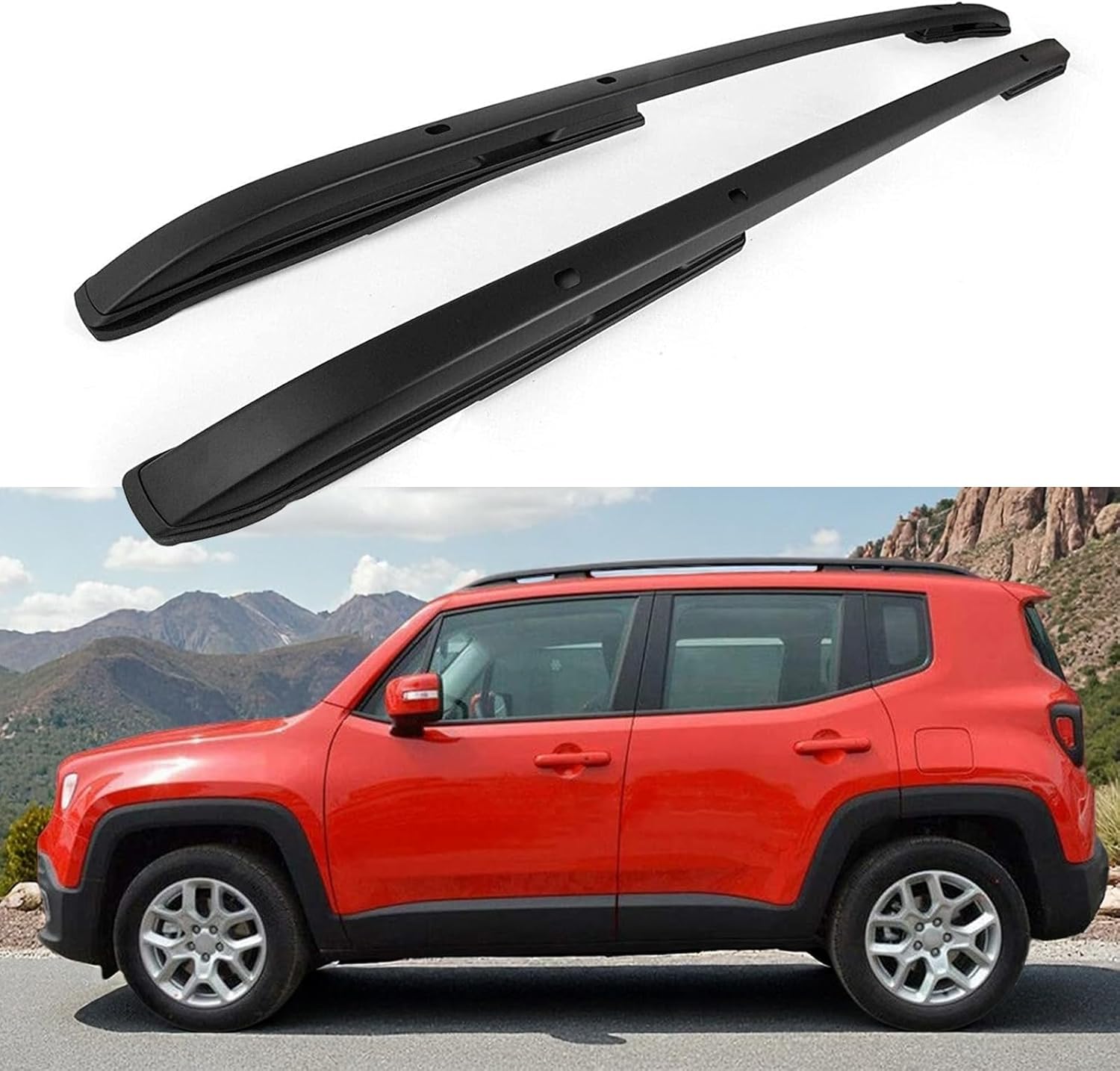 Roof Rack Side Rail for Jeep Renegade 2016-2023 Roof Rails Black Luggage Carries (Black)