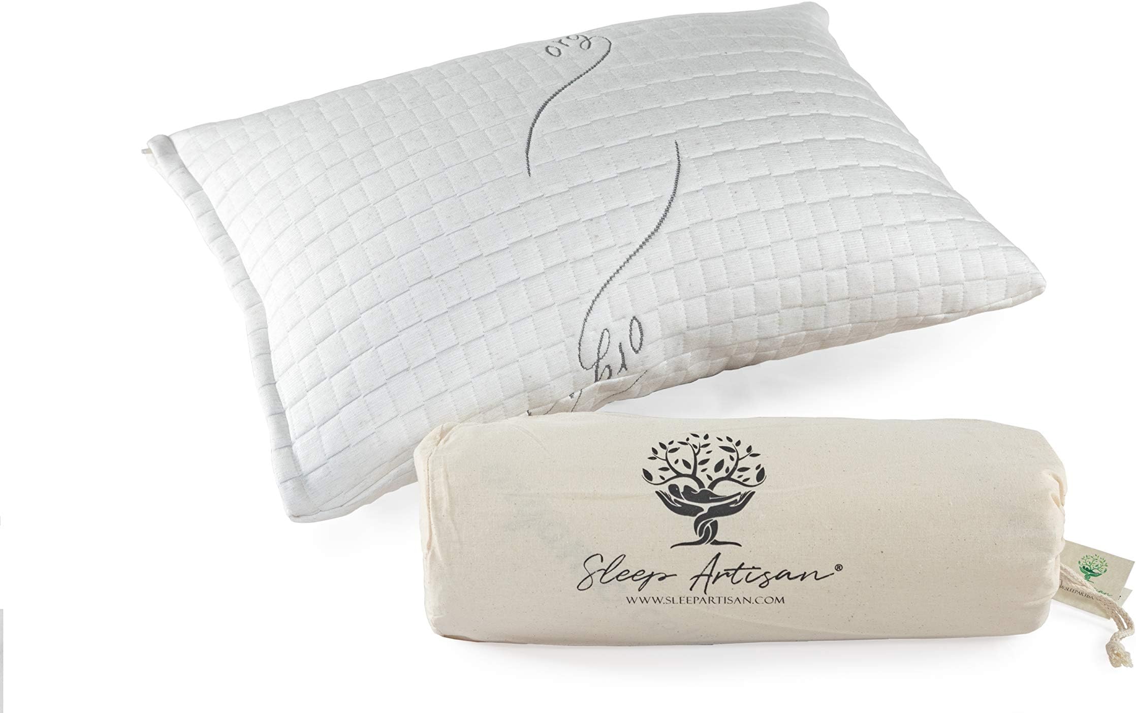 Latex Pillow Standard Size Adjustable Bed Pillows with Washable Cover (1) Made in The USA