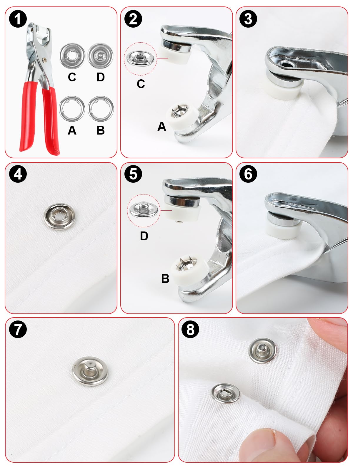 Pinces à Boutons-pression En Métal, 9.5mm, Pince De Fixation, Outil De Presse Pour L'installation De Boutons, Outil De Pression Manuelle, Accessoires