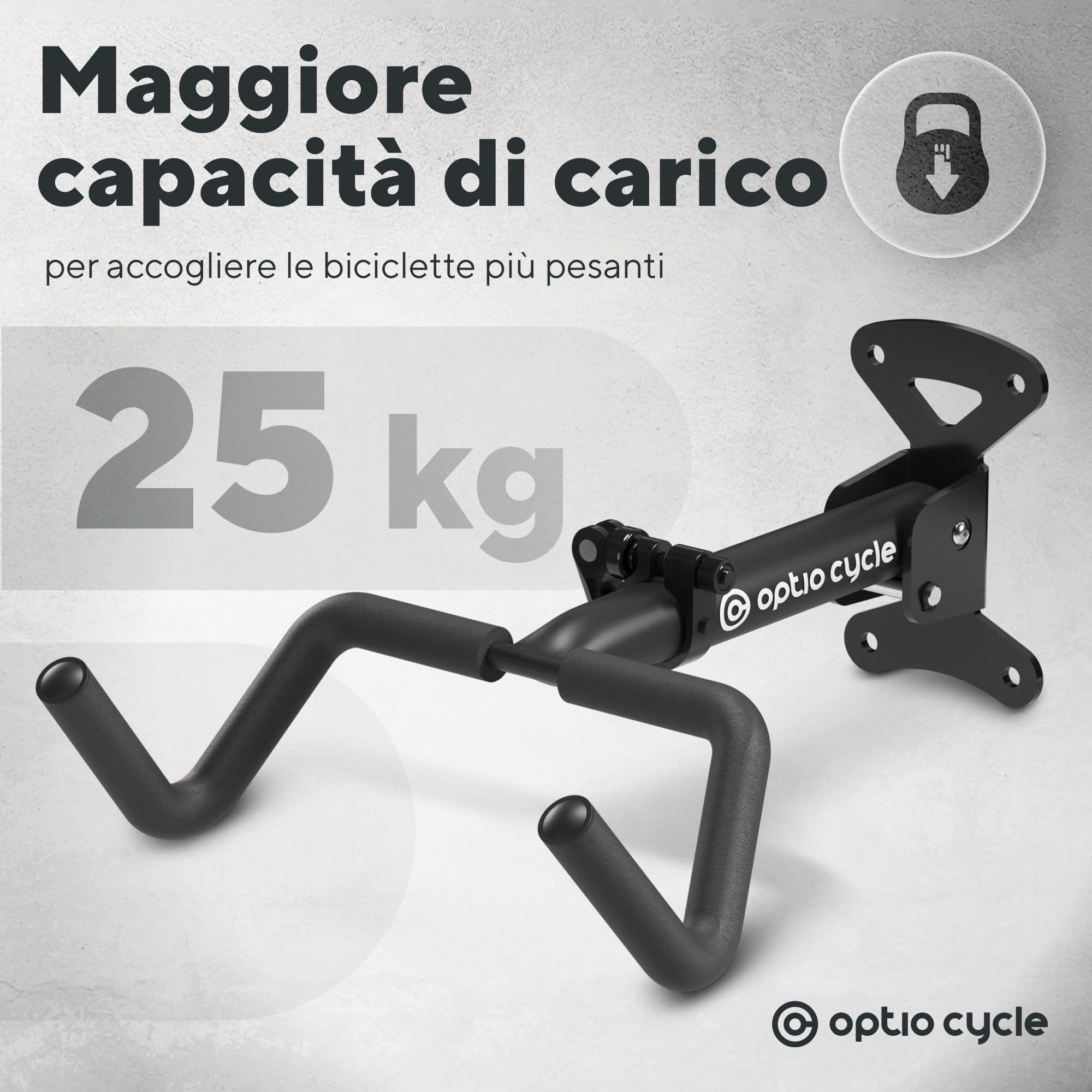 Porta Bici da Muro Orizzontale Pieghevole – Appendi Bici da Muro per E-Bike, MTB, Gravel e Corsa Fino a 25 kg | Portabici per Garage, Cantina, Casa con Protezione Telaio