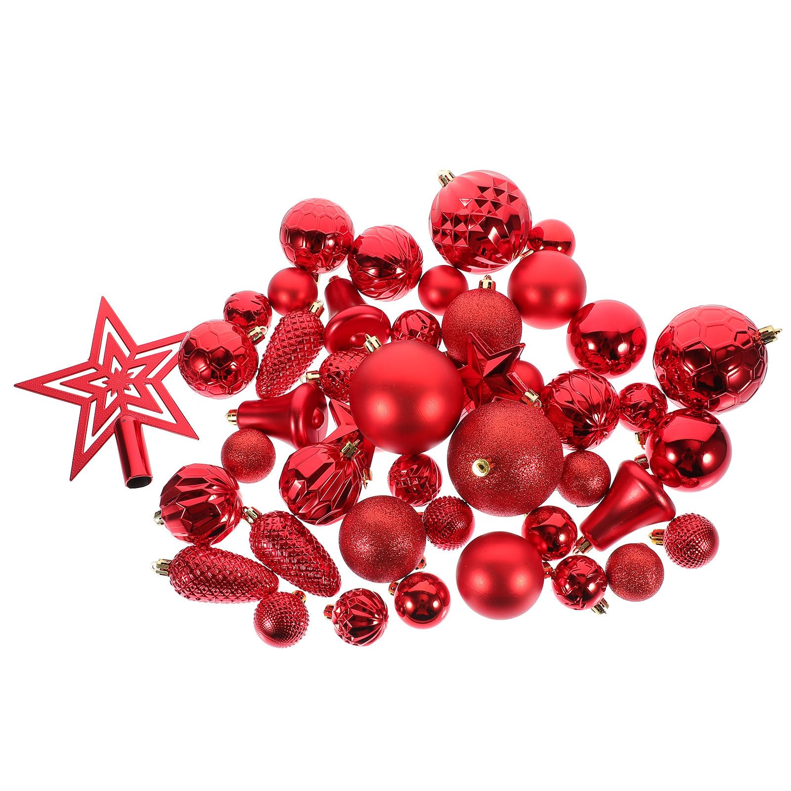 TOYANDONA 135 Piezas Adornos Navideños para Árbol de Navidad, Bolas Rojas