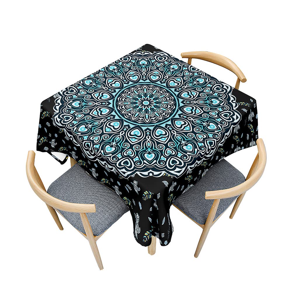 Nappe de luxe carrée essuyable et lavable motif mandala doré exotique pour hôtel