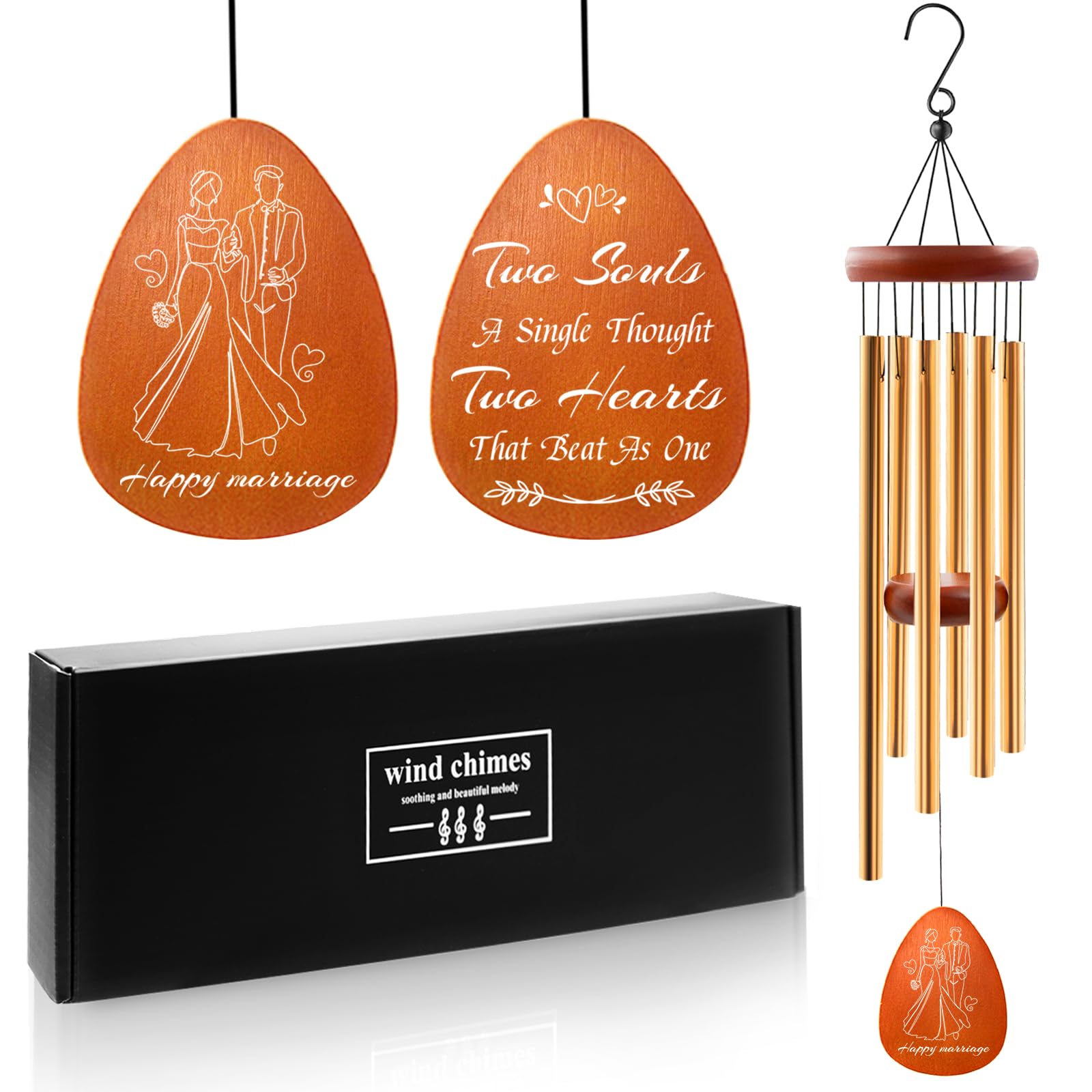 Wazzio Wedding Gifts for Couples 2025, Engagement Gifts, Wedding Wind Chimes Gift for Newly Engaged Couples Bride, Marriage Gift for Newlyweds