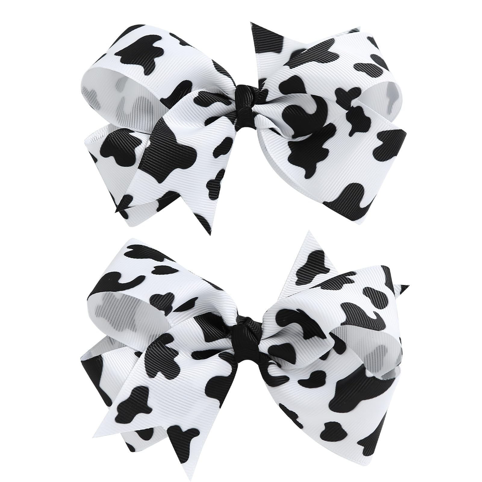 Nuolich 2PCS Cow Print Hair Bow Clips for Toddler Girls Cowgirl Accessories Black & White 1 Count (Pack of 2)