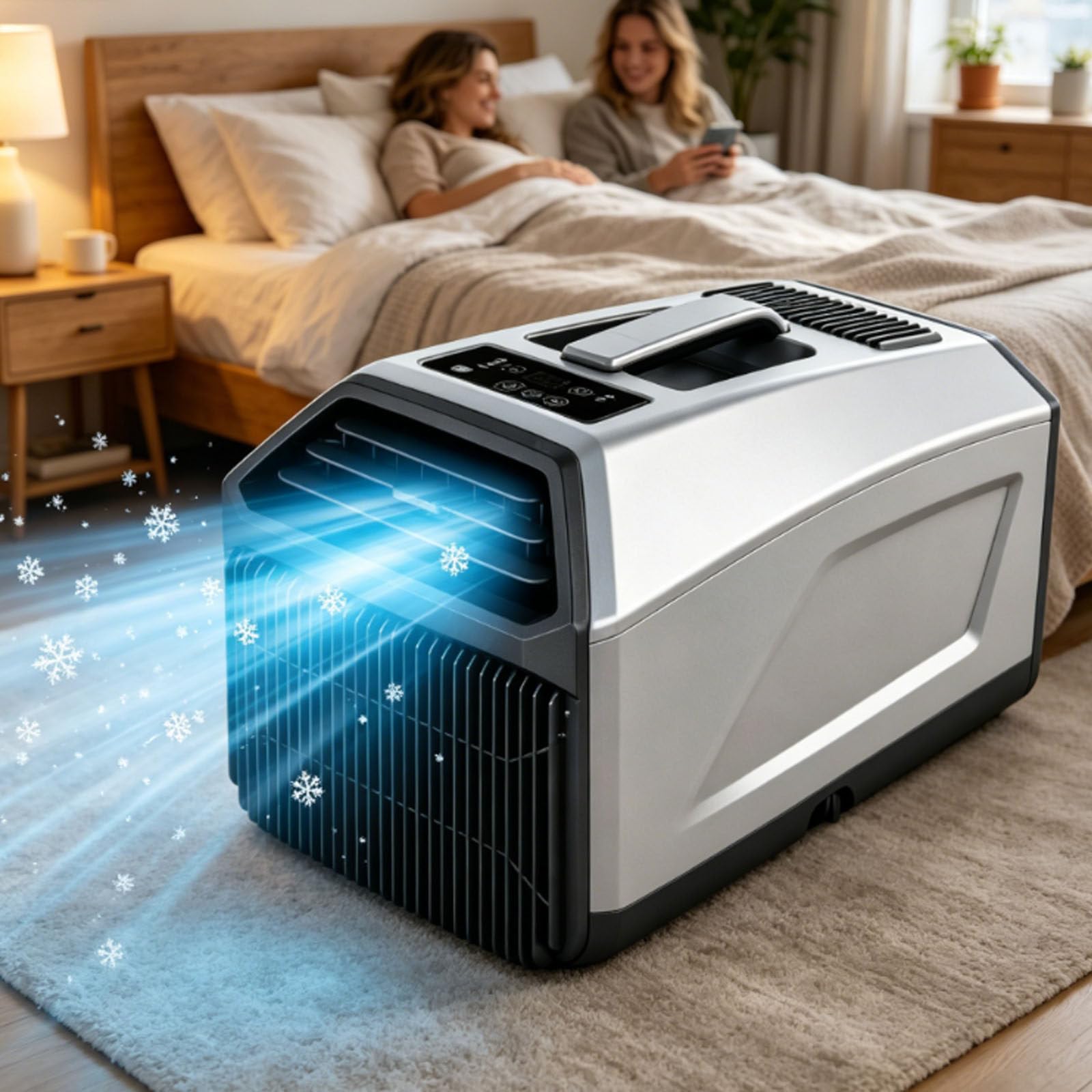 Portable Air Cooler, Camping Ac Unit, 4500/5100 Btu Portable Mobile Ac For Tent, Van, Rv, Truck, 3-In-1 Cooling Dehumidifier & Fan, 3 Speeds, 24h Timer, Twin Hose,Self-Evaporating, Remote 1300W