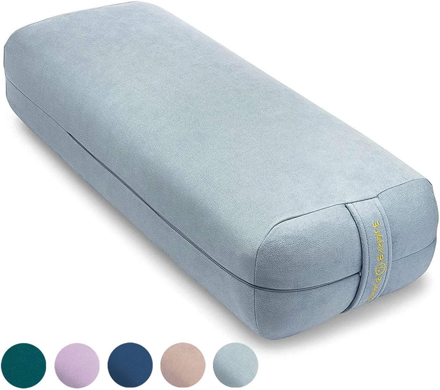AJNA Luxurious Organic Vegan Suede Yoga Bolster Pillow - Rectangular with Carry Handle - Machine Washable Cover