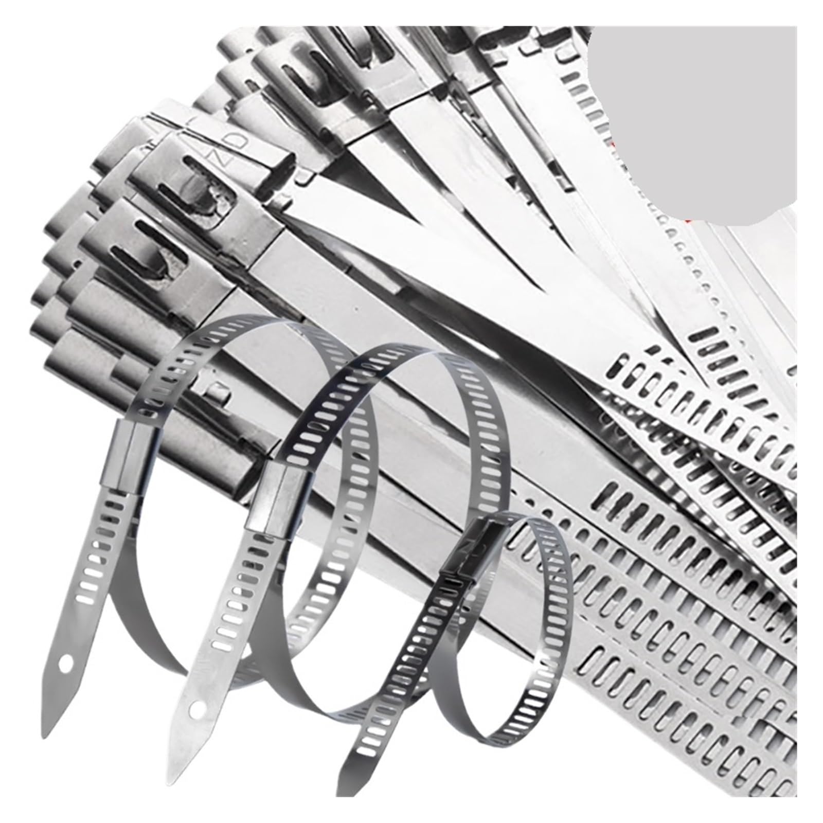 Efrjuwi 5X300mm Stainless Steel Cable Ties Self Locking Metal Wrap Strap Multipurpose Cable Tie Wire Fasteners Hardware Organizer(,20Pcs)