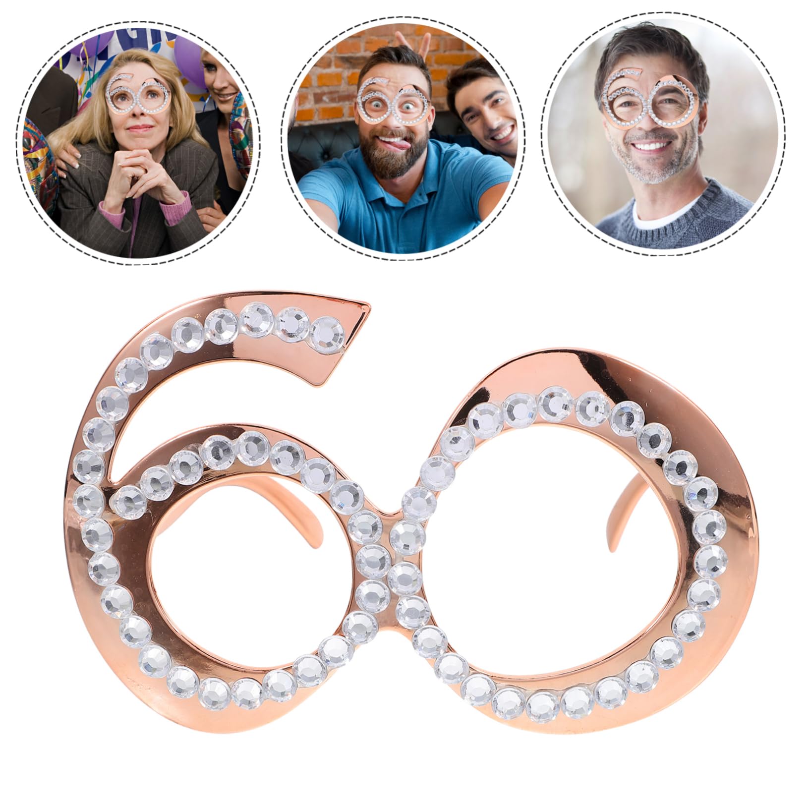 ULTECHNOVO 4 Paia oggetti di scena per feste Occhiali di 60 anni guidato harry accessori per feste occhiali compleanno numero compleanno occhiali bicchieri decorativi per feste plastica