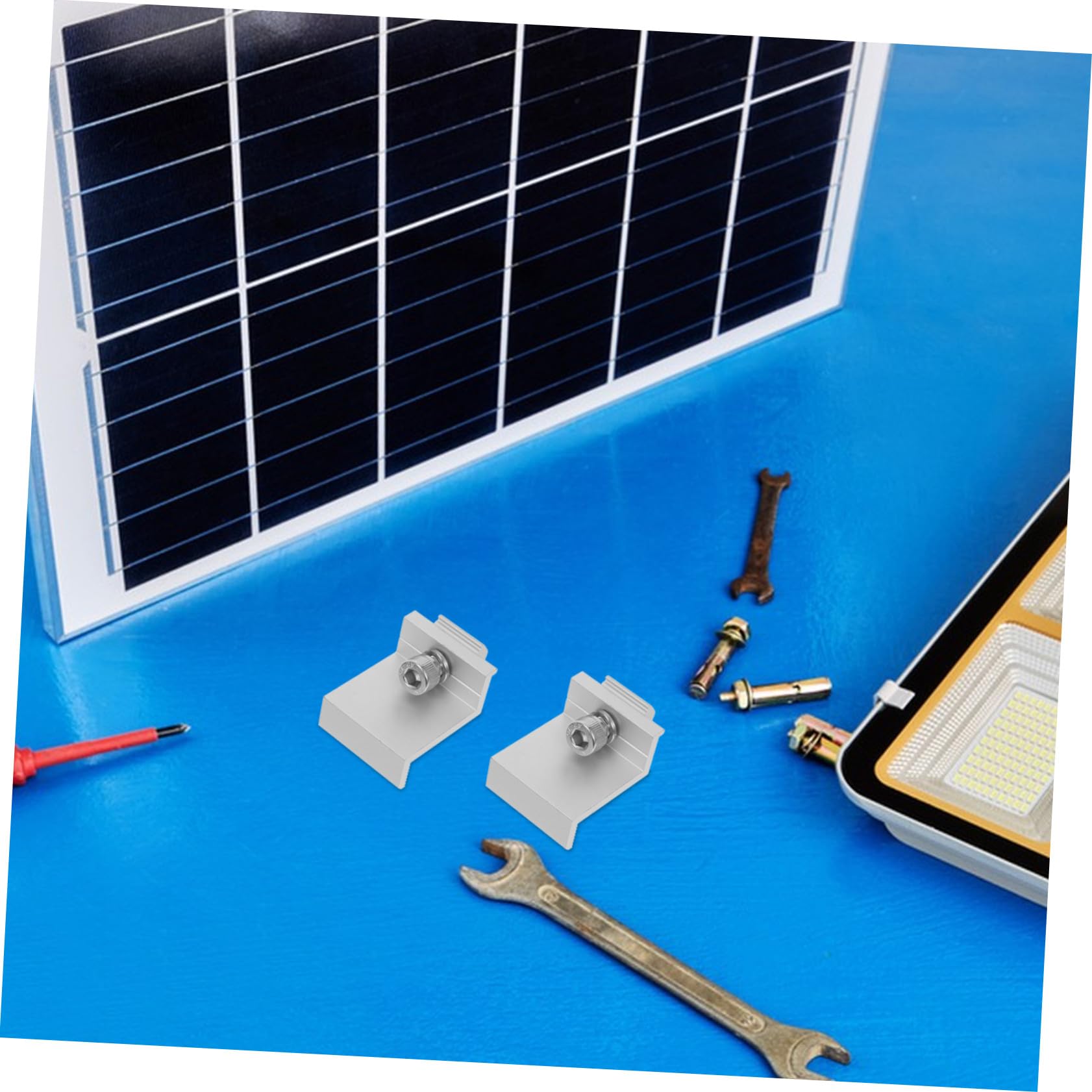 12pezzi Mорsetto Di Messa Terra Per Pannello Solare in Lega Di Alluminio Clip Per Pannello Solare Esterno Staffa Fissa Supporto Stabile Per Pannelli Solari Domestici