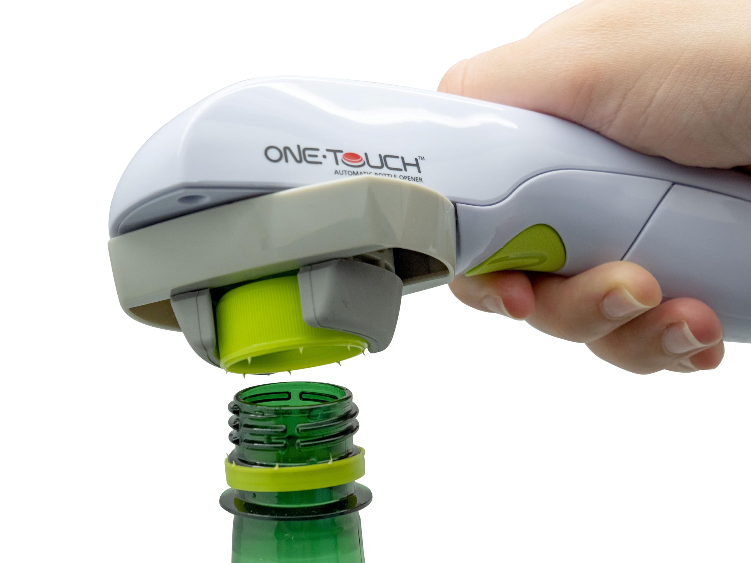 ONE TOUCH Ouvre-bouteille électrique KC85 - Aucun effort nécessaire - Pour tous, même sans force manuelle - Ouvre tous les bouchons de 12 à 52mm sans souci, Blanc