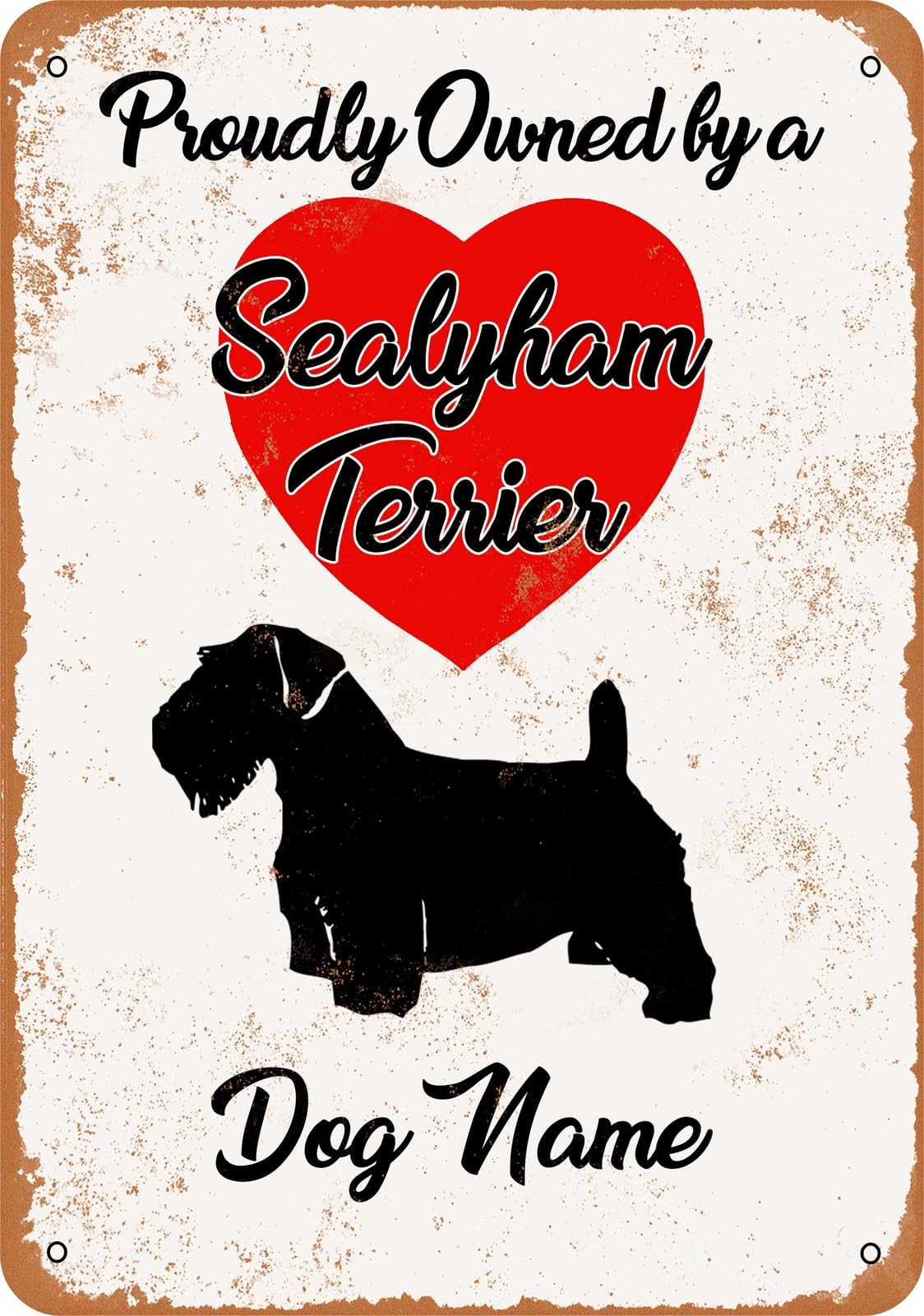 Miaomansenstore Metal Sign - Custom Dog Name - Sealyham Terrier - Vintage Look Home Decor