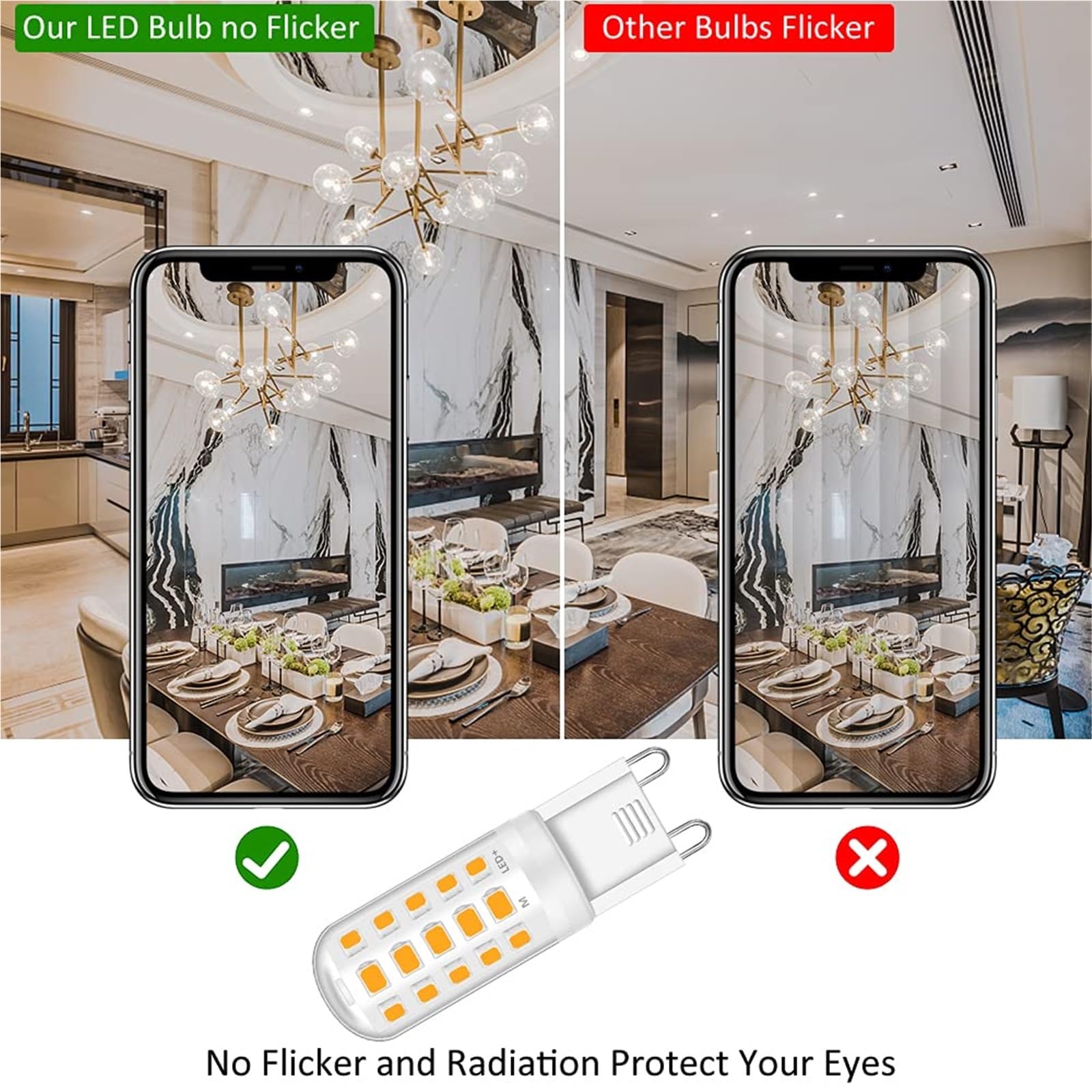 Bombilla LED G9 5W Reemplazo 50 W Ahorro de energía Sin parpadeo No regulable Para lámparas araña lámparas tech lámparas mesa para uso en interiores hogar y oficina(Cool White 6000K)