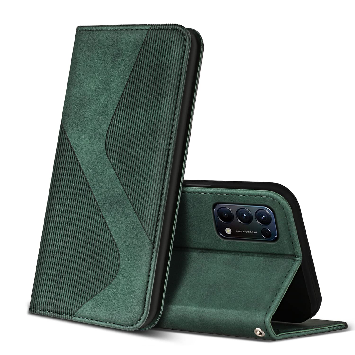 Custodia Pelle Oppo Find X3 Lite Reno5 5G Flip Case Blu Portafoglio