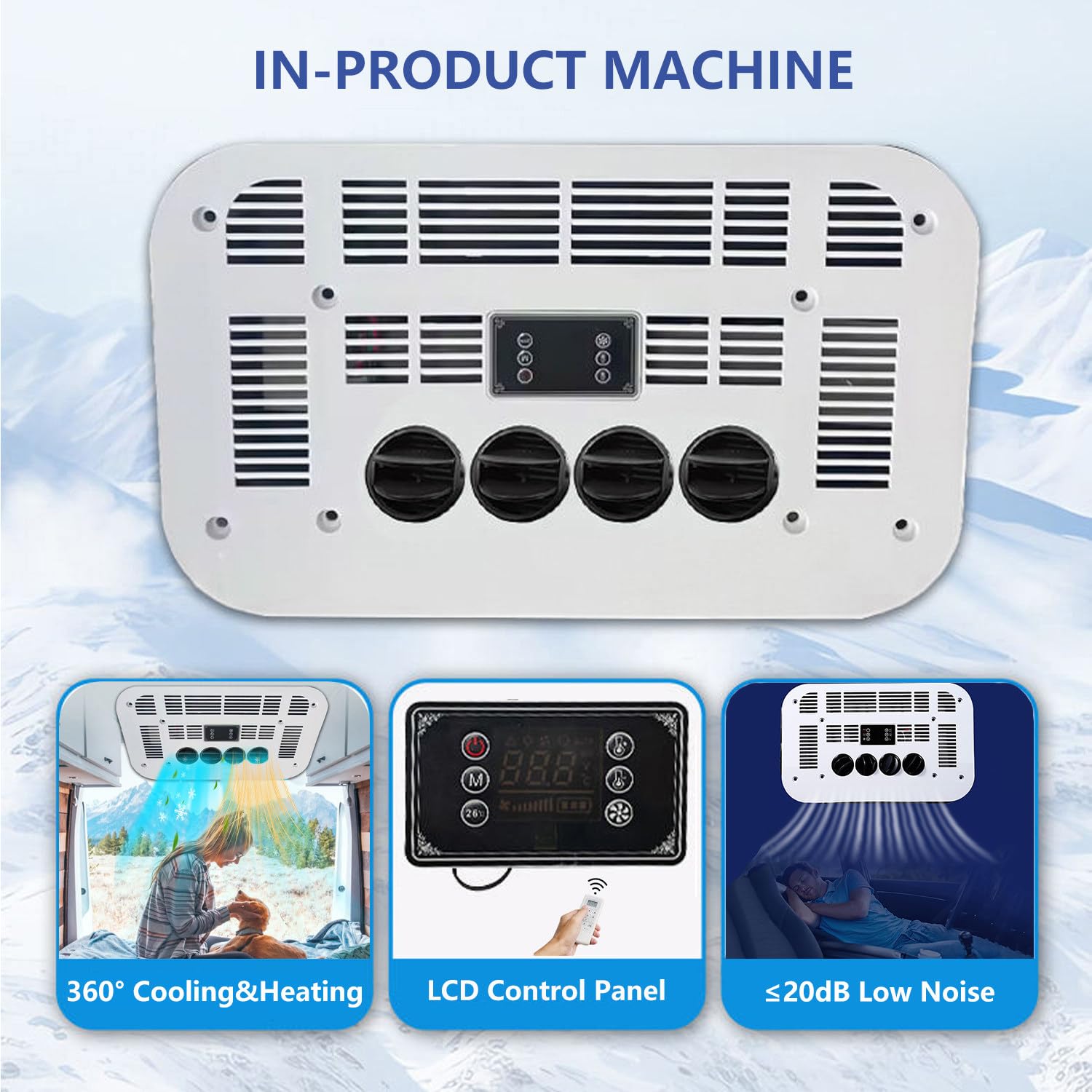Aire acondicionado universal de techo para camionetas y autocaravanas, 12V,24V,48V,control remoto, refrigeración y calefacción eficientes. aire acondicionado camper camion y excavadoras,White24V
