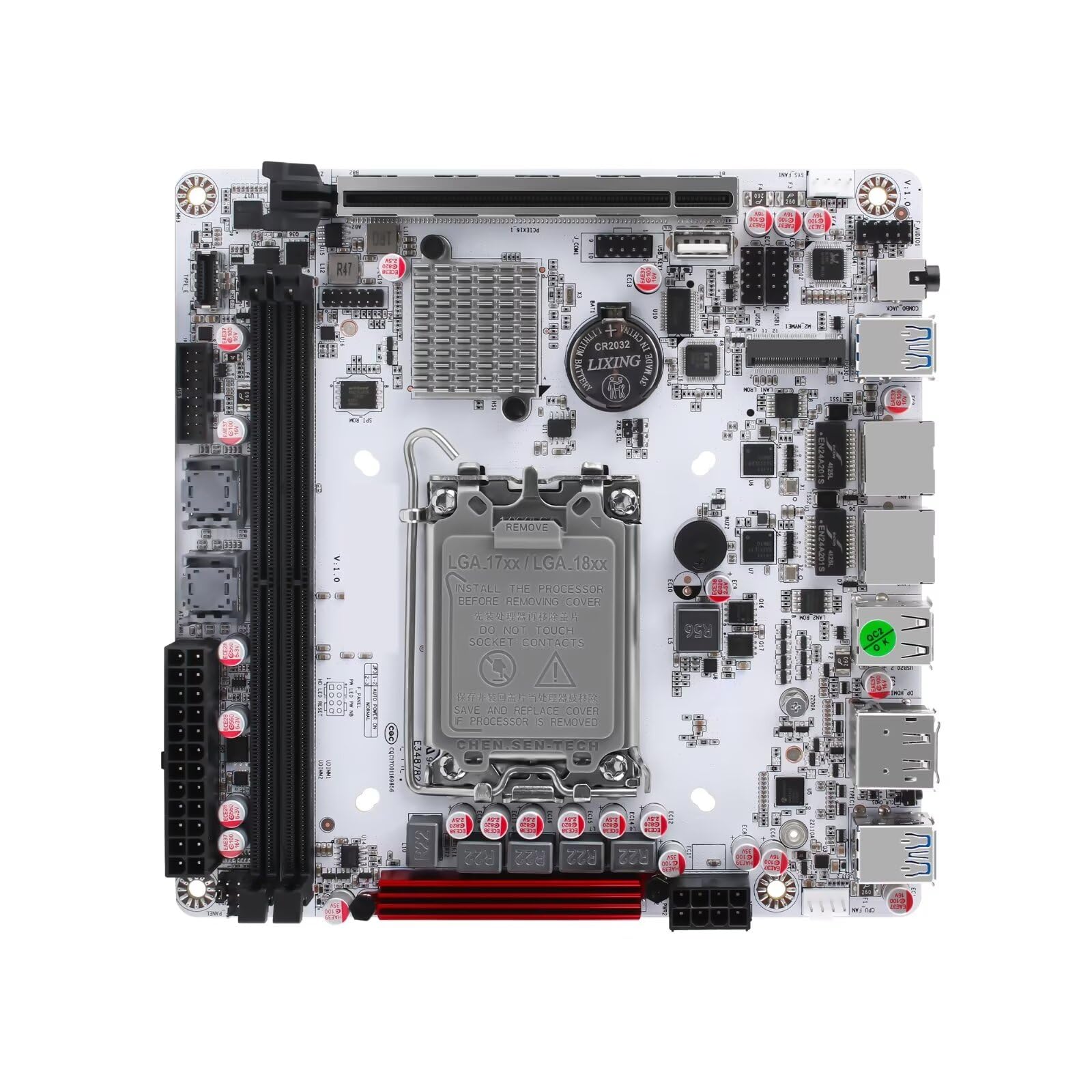SJRC Q670 LGA 1700 NAS Motherboard 8 Bay, 8 x SATA3.0 Mini ITX Mainboard with 3 x M.2 NVMe PCIe4.0 x4, i226-LM 2.5GbE LAN Board DDR5 with PCIe5.0 x16, Barebone NO RAM/SSD/System