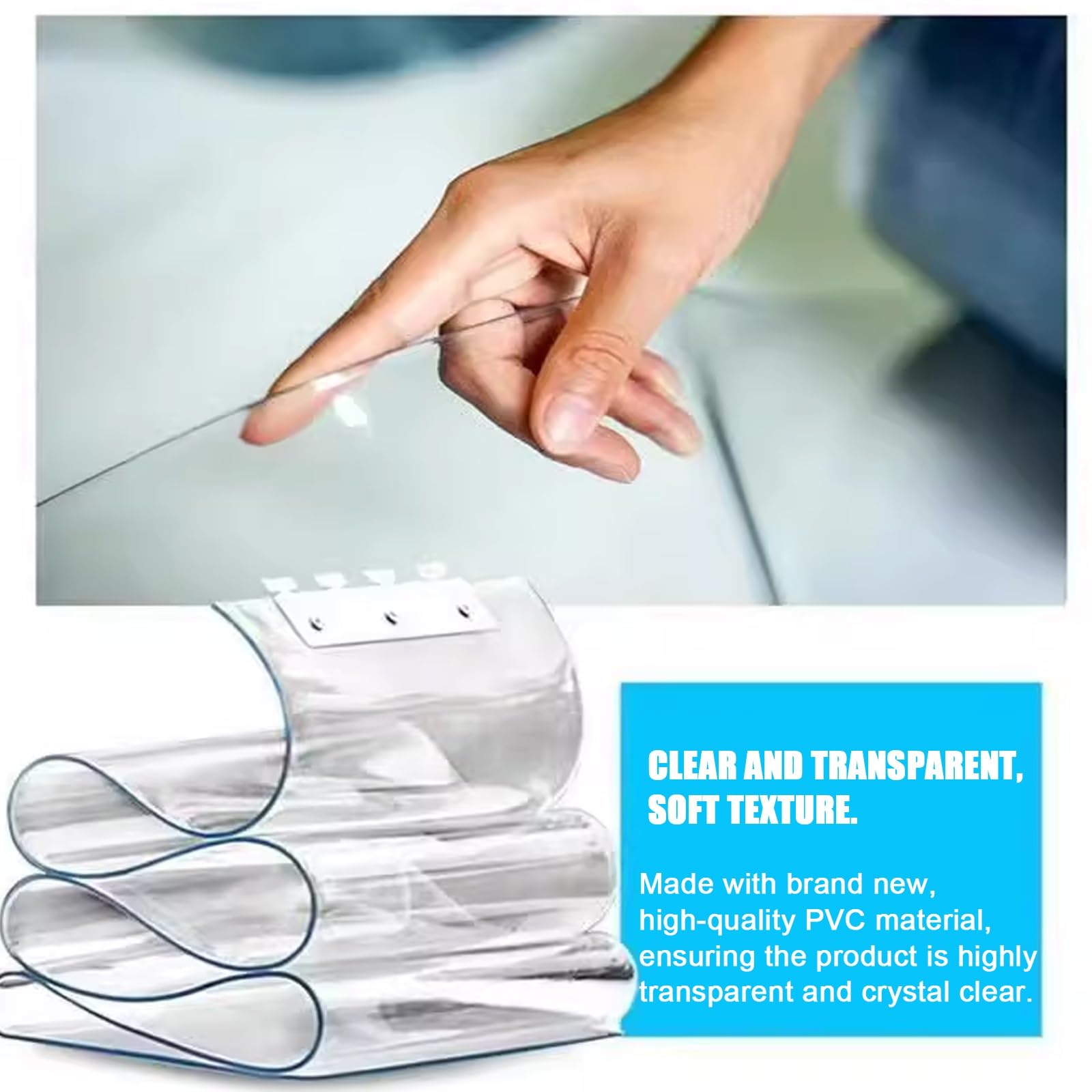 Cortina de Tiras de PVC Cortina de Láminas， Transparente Kit de Tira de plástico de fleje de PVC de láminas Kit ，para almacenes, garajes, fábricas, supermercados(105x200cm/41.34x78.74in)