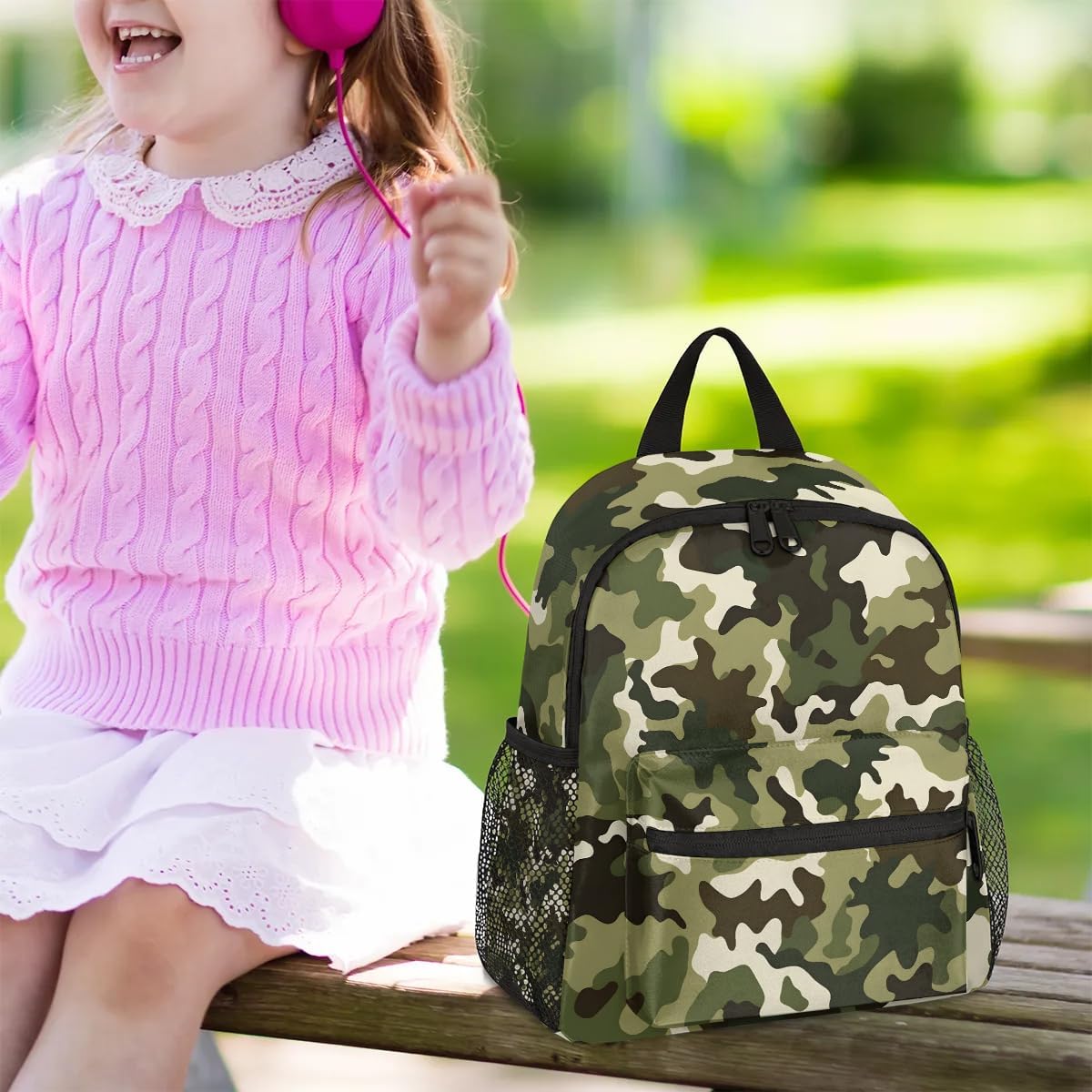 Toddler Backpack for Boys Girls - 12 Inch Green Camo Kids Backpacks Preschool Kindergarten Lightweight Waterproof Schoolbag Book Bag for School - Image 7