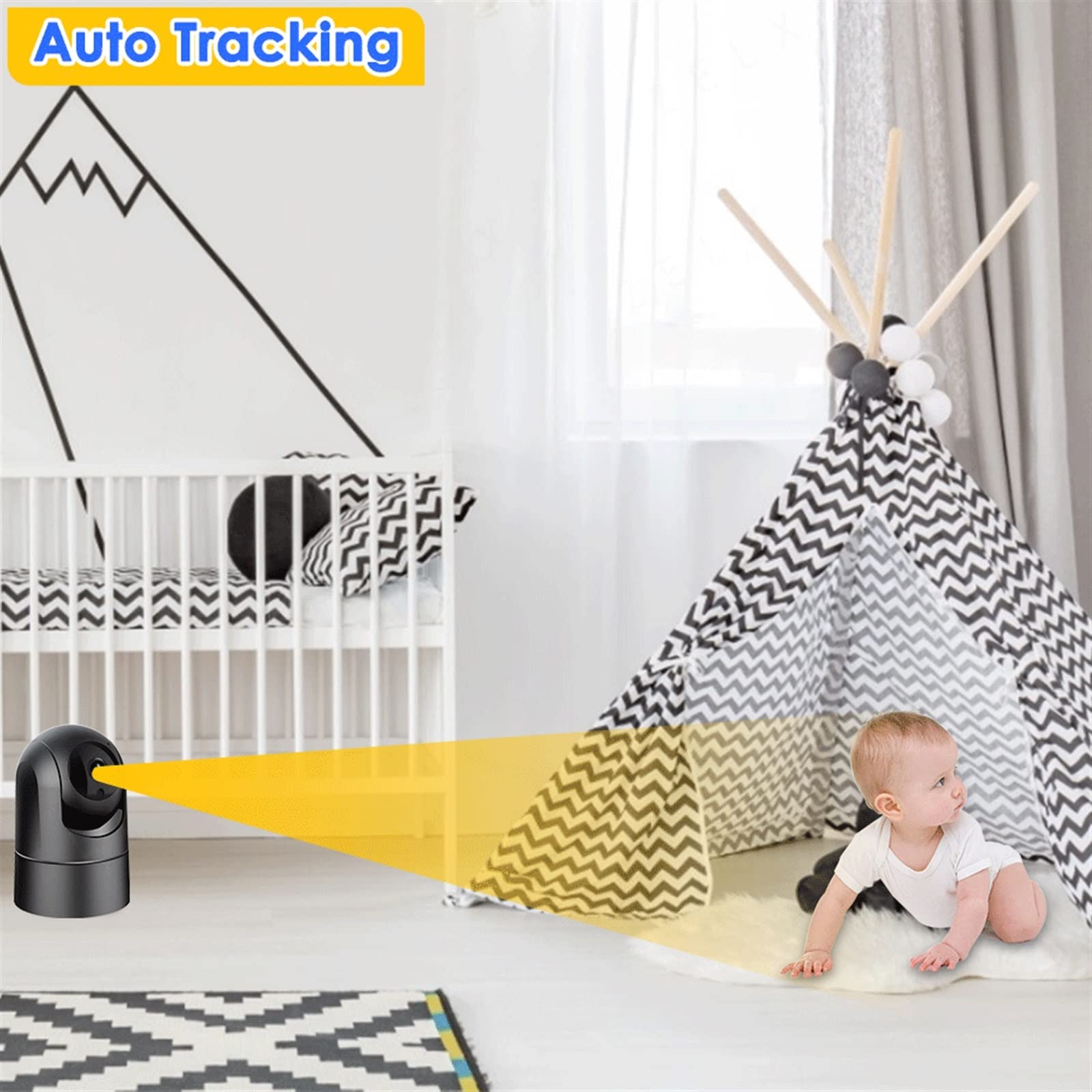 Telecamera Wifi Esterno, Telecamera IP 5G 1080P Baby Monitor Telecamera di sicurezza CCTV Indoor AI Tracking Telecamera di videosorveglianza for visione notturna IR Alexa P2P ,Sicurezza, Antifurto(4MP