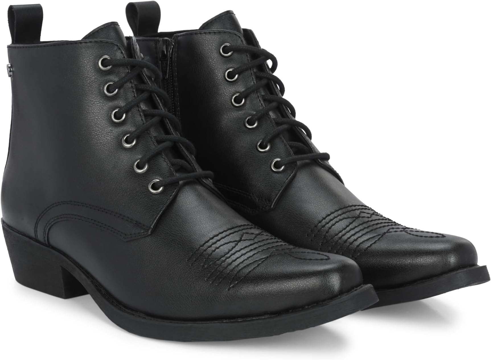 Men’s Vegan Leather, Cuban Heeled, Cowboy Ankle Derby Boots 63658