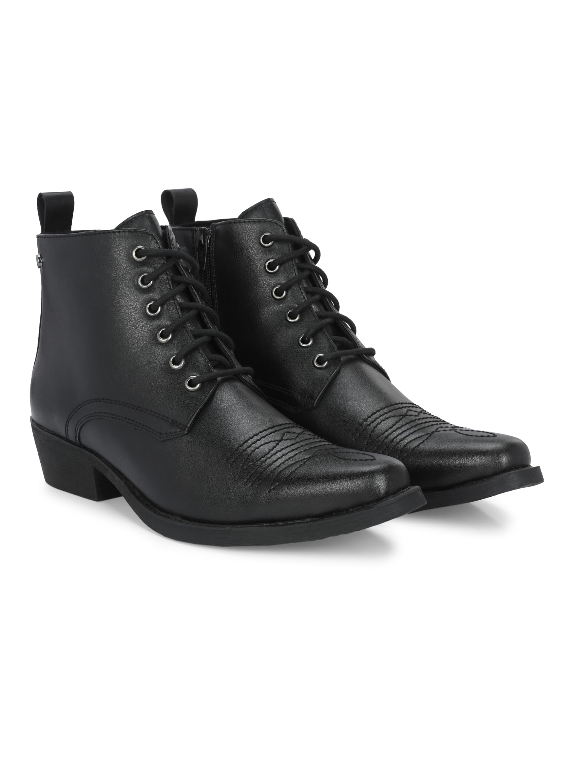 Delize Men’s Vegan Leather, Cuban Heeled, Cowboy Ankle Derby Boots 63658