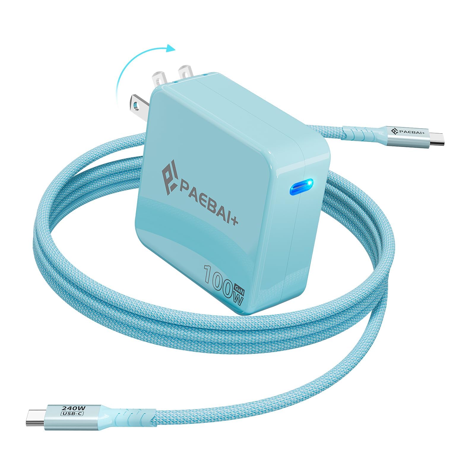 Mac Book Pro Charger PAEBAI+ 100W USB C Charger GaN Foldable Compact Wall Fast Charger for MacBook Air, iPhone 16 15 Series, Samsung Galaxy, iPad Pro