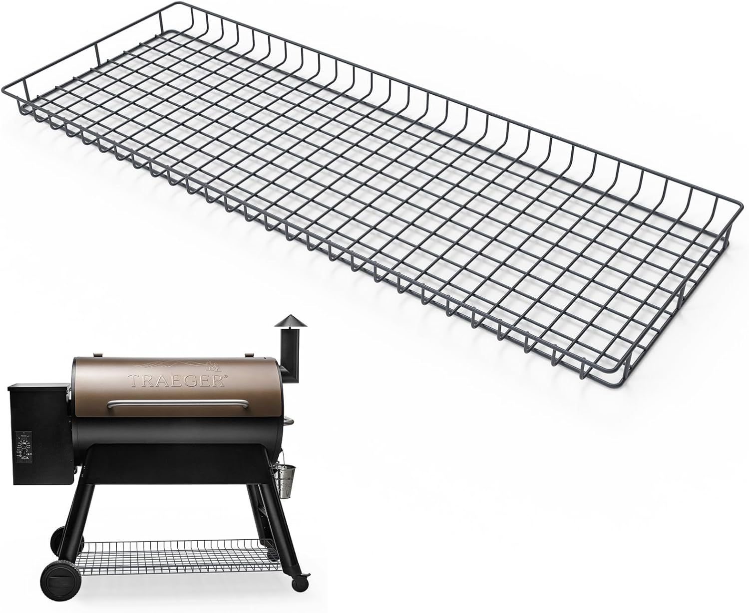 Upgrade Pellet Grill Storage Shelf for Traeger Pro Series 34 Pellet Grill, Durable Power Coated Metal Bottom Shelf for Traeger Pellet Grill Accessories to Added Storage Space