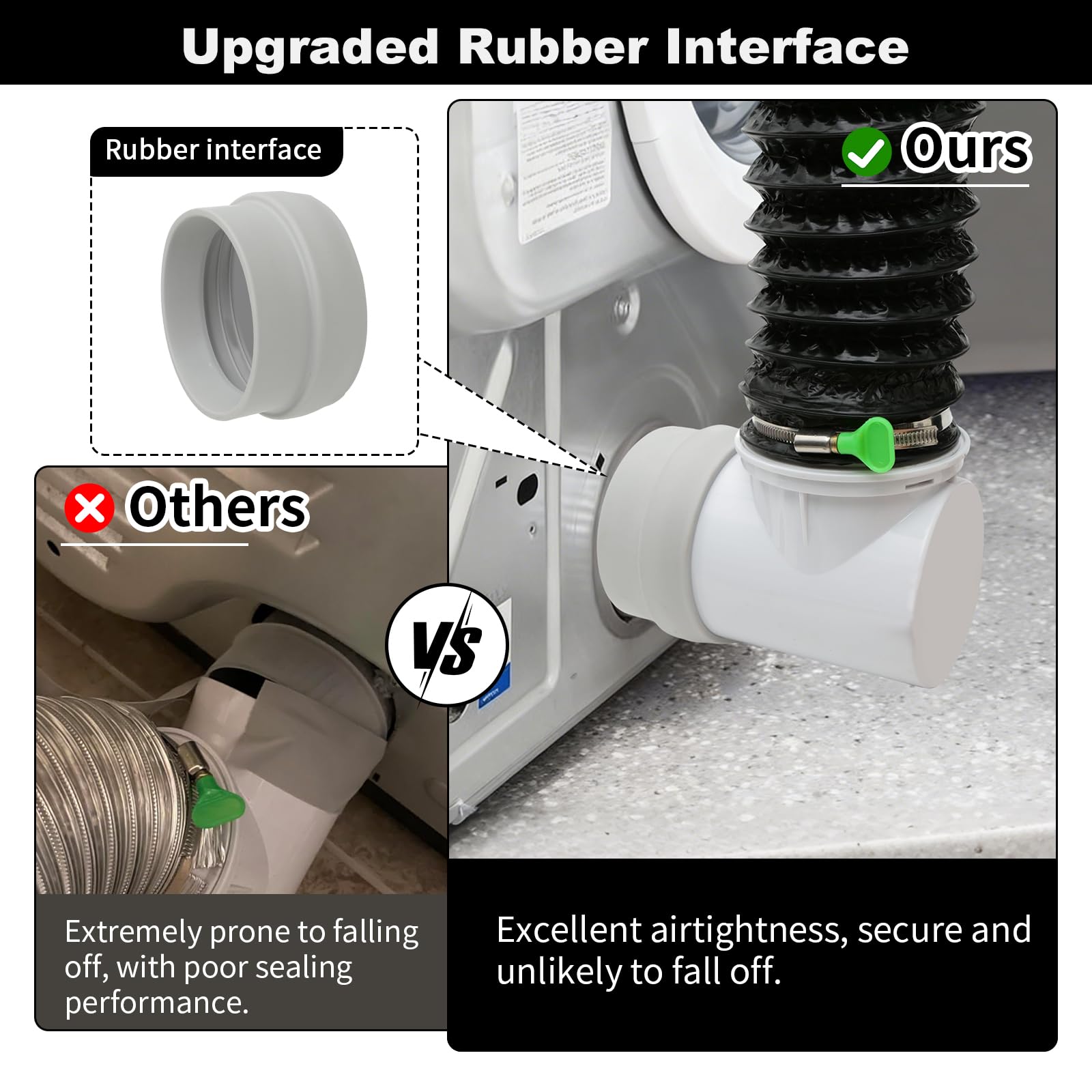 Kit de tuyau d'aération pour sèche-linge de 10,2 cm et 2,4 m pour espaces restreints, coude à 90°, 2 pinces à clés, conduit en PVC résistant à la lumière 6 plis et joints en caoutchouc