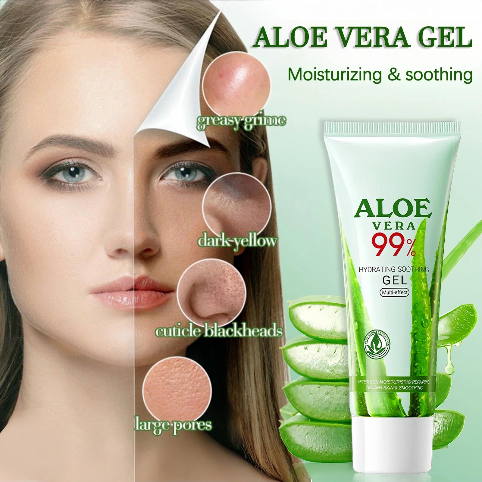 2Pcs Aloe Vera Gel for Skin Care 99% Pure Aloe Vera Gel With Vitamin E, Itchy & Damaged Skin, Aloevera For SkinCare & Sunburn - Image 3